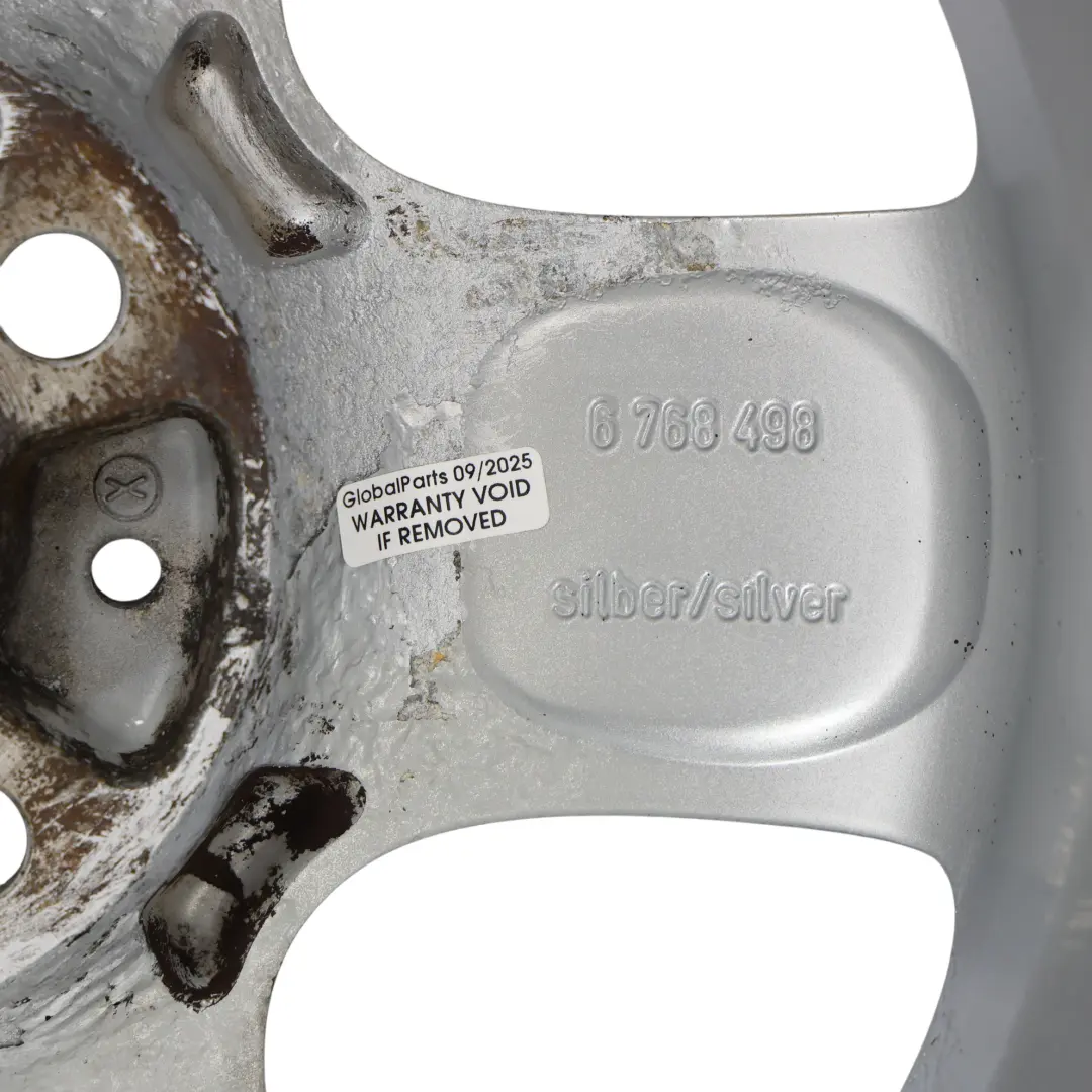 Silberne Leicht metall felge 15" 5,5J ET:45 5-Start Spooler 100 für Mini R50 R56 mit Teilenummer 6768498 Mini R50 R56 Silberne Leicht metall felge 15" 5,5J ET:45 5-Start Spooler 100 - SKU 6768498-7 - Teilenummer 6768498