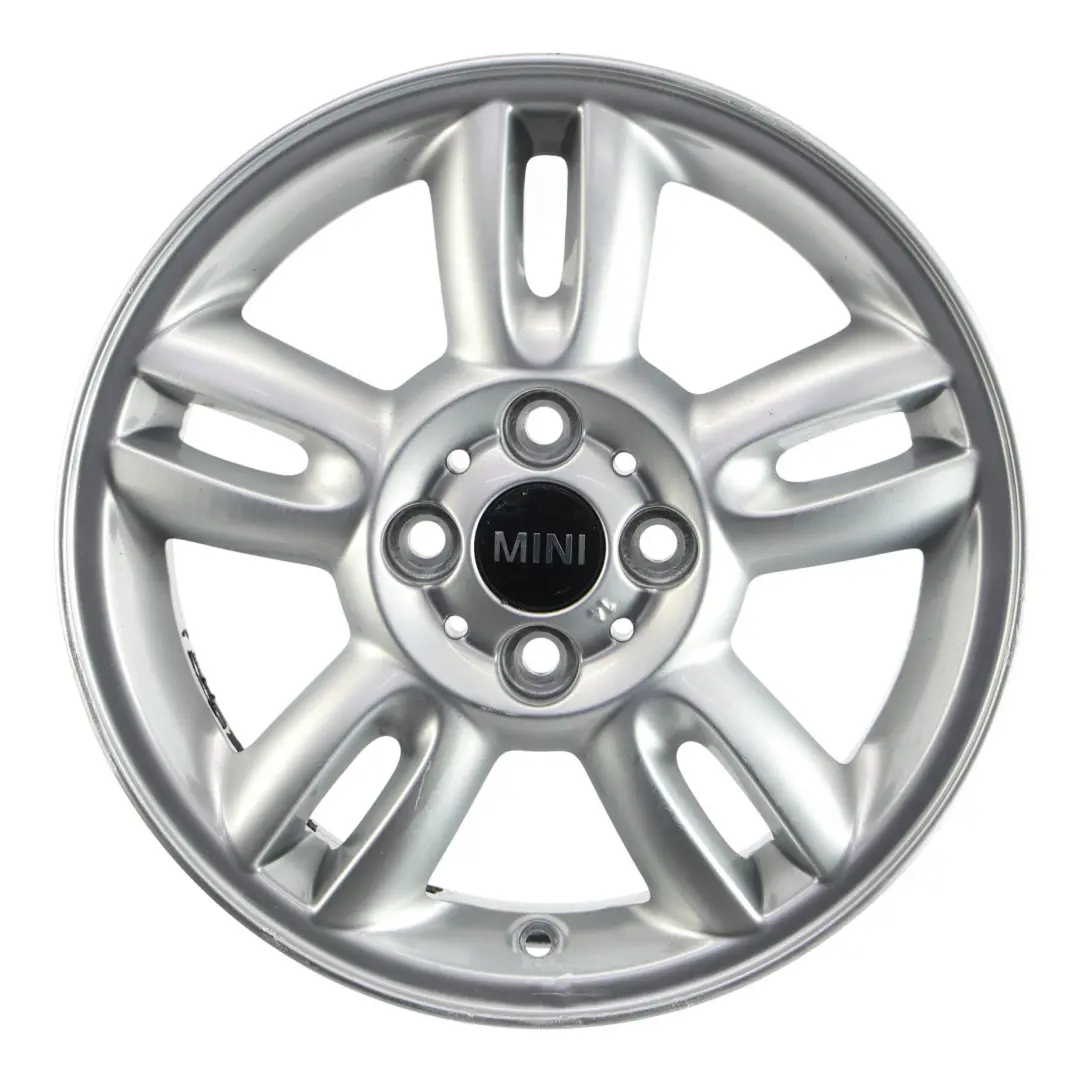 Alloy Rim 15" ET:45 5,5J 5-Star Twin Spoke 118 to Mini Cooper One R56 Silver Wheel with Part number 6791930 Mini Cooper One R56 Silver Wheel Alloy Rim 15" ET:45 5,5J 5-Star Twin Spoke 118 - SKU 6791930-2 - Part number 6791930