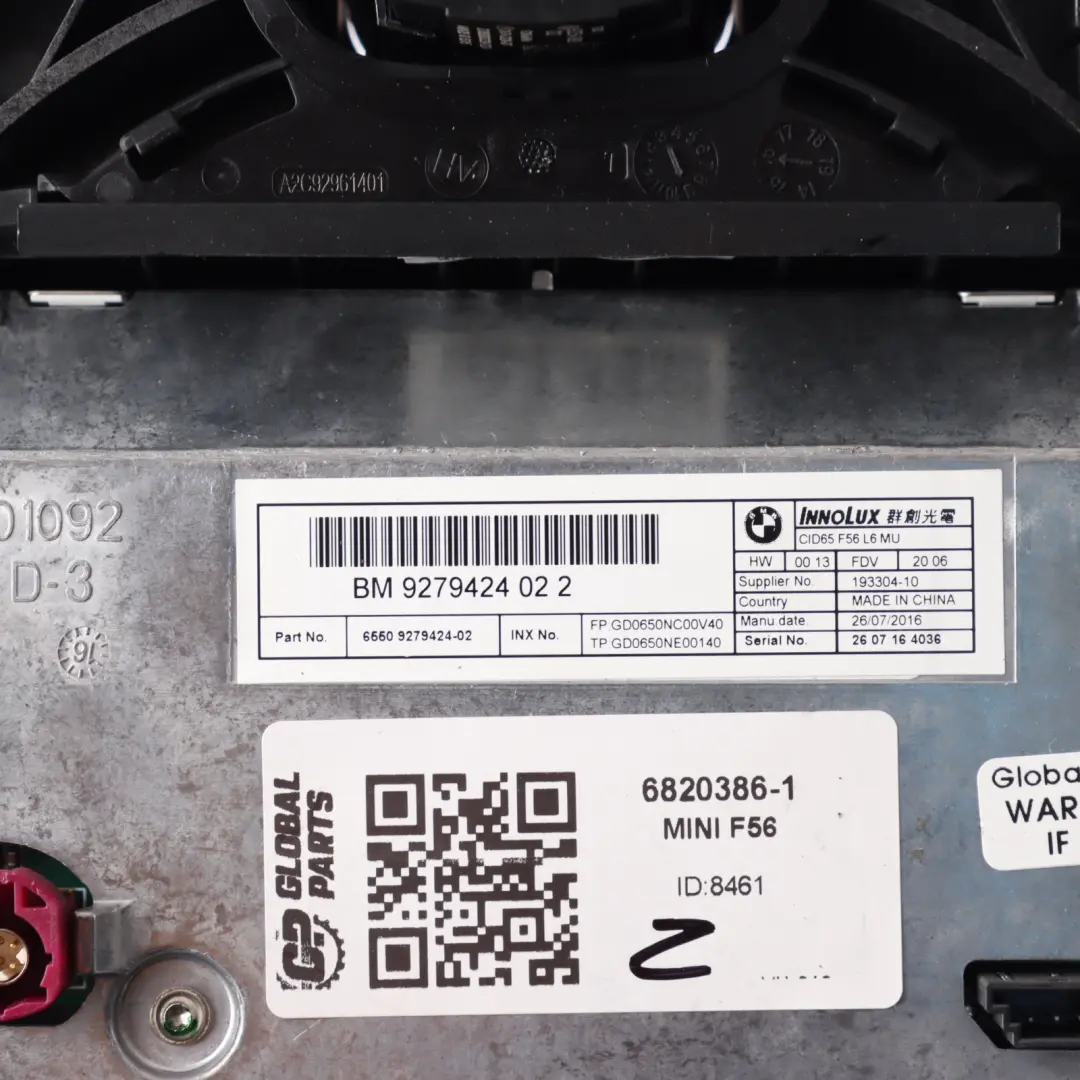 Operating Head Unit Screen Audio Radio Control Switch Panel 9279424 to Mini F54 F60 with Part number 9354026 Mini F54 F60 Operating Head Unit Screen Audio Radio Control Switch Panel 9279424 - SKU 9354026-2 - Part number 9354026