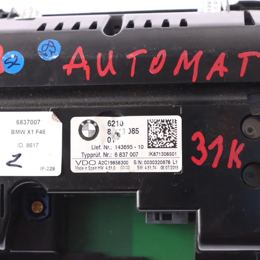 BMW F20 F21 F22 F45 X1 F48 Instrument Cluster Speedo Meter Clocks - SKU RHD-6837007-1 - Part number 6837007