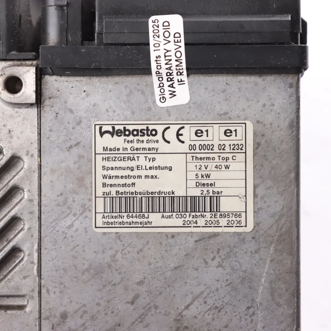 M57 Webasto Auxiliary Heater Unit M57N 3.0d Diesel Engine to BMW X5 E53 with Part number 6918941 BMW X5 E53 M57 Webasto Auxiliary Heater Unit M57N 3.0d Diesel Engine - SKU 6918941 - Part number 6918941