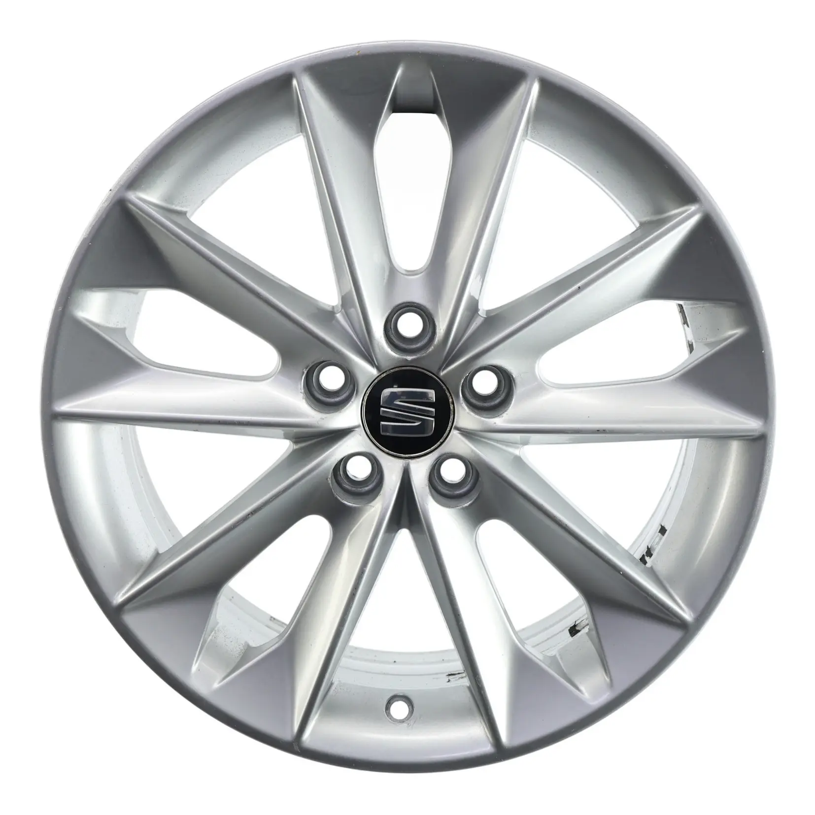 Seat Ibiza Mk4 6J Cerchio Lega 16" 10 Razze 7J ET:43 Diamante Argento 6J0601025N