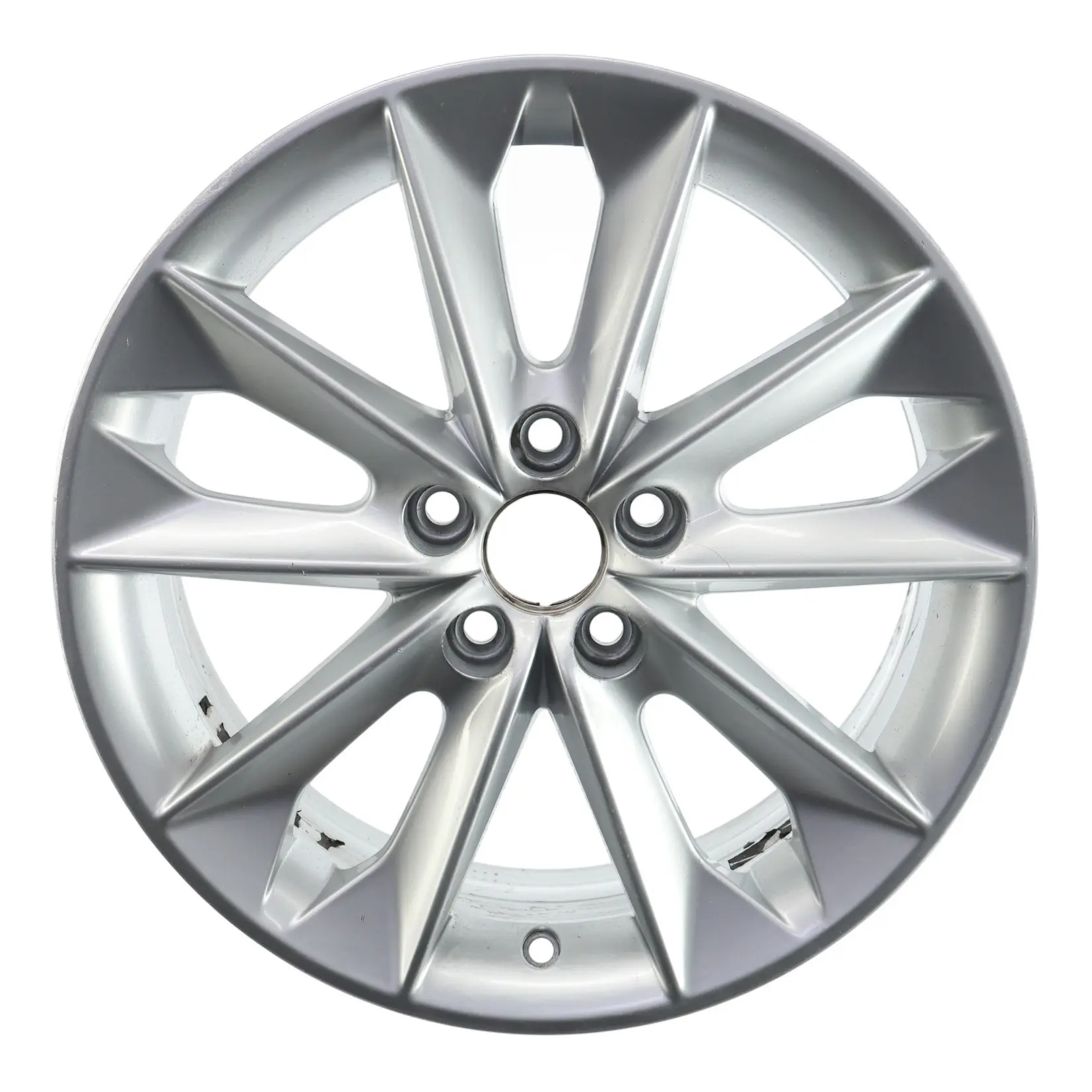 Seat Ibiza Mk4 6J Cerchio Lega 16" 10 Razze 7J ET:43 Diamante Argento 6J0601025N