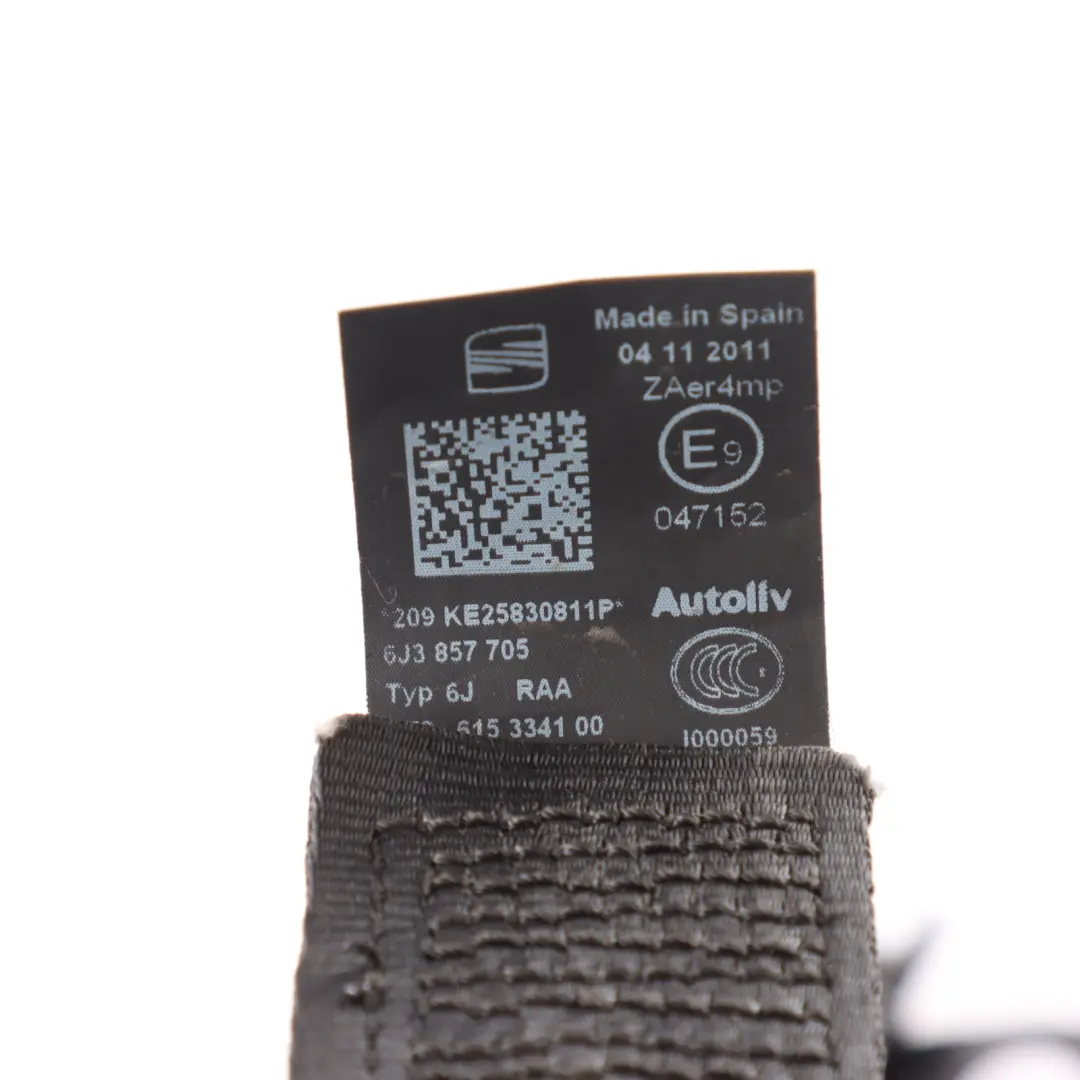 6J Seatbelt Front Left N/S Seat Upper Belt Black 3 Door to Seat Ibiza with Part number 6J3857705 Seat Ibiza 6J Seatbelt Front Left N/S Seat Upper Belt Black 3 Door - SKU 6J3857705 - Part number 6J3857705