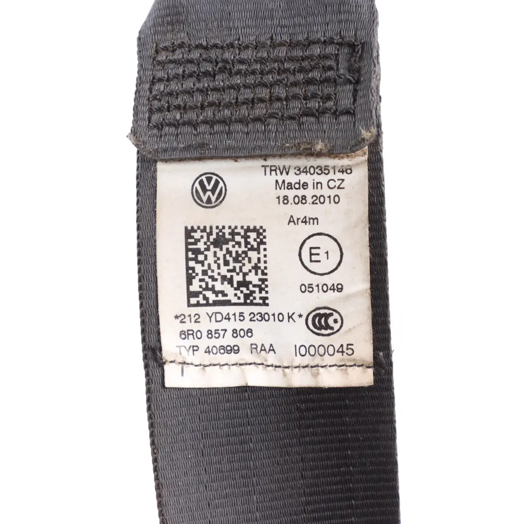 VW Volkswagen Polo 6R Rear Seat Belt Buckle Black Right O/S - SKU 6R0857806 - Part number 6R0857806