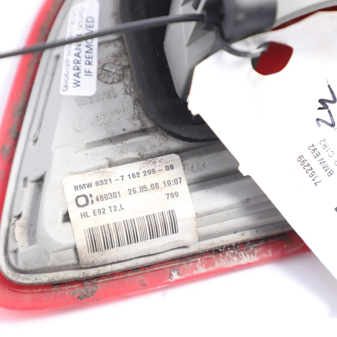 BMW E92 Lampa Lewa Lewy Tył Tylna - SKU 7162299 - Numer Części 7162299