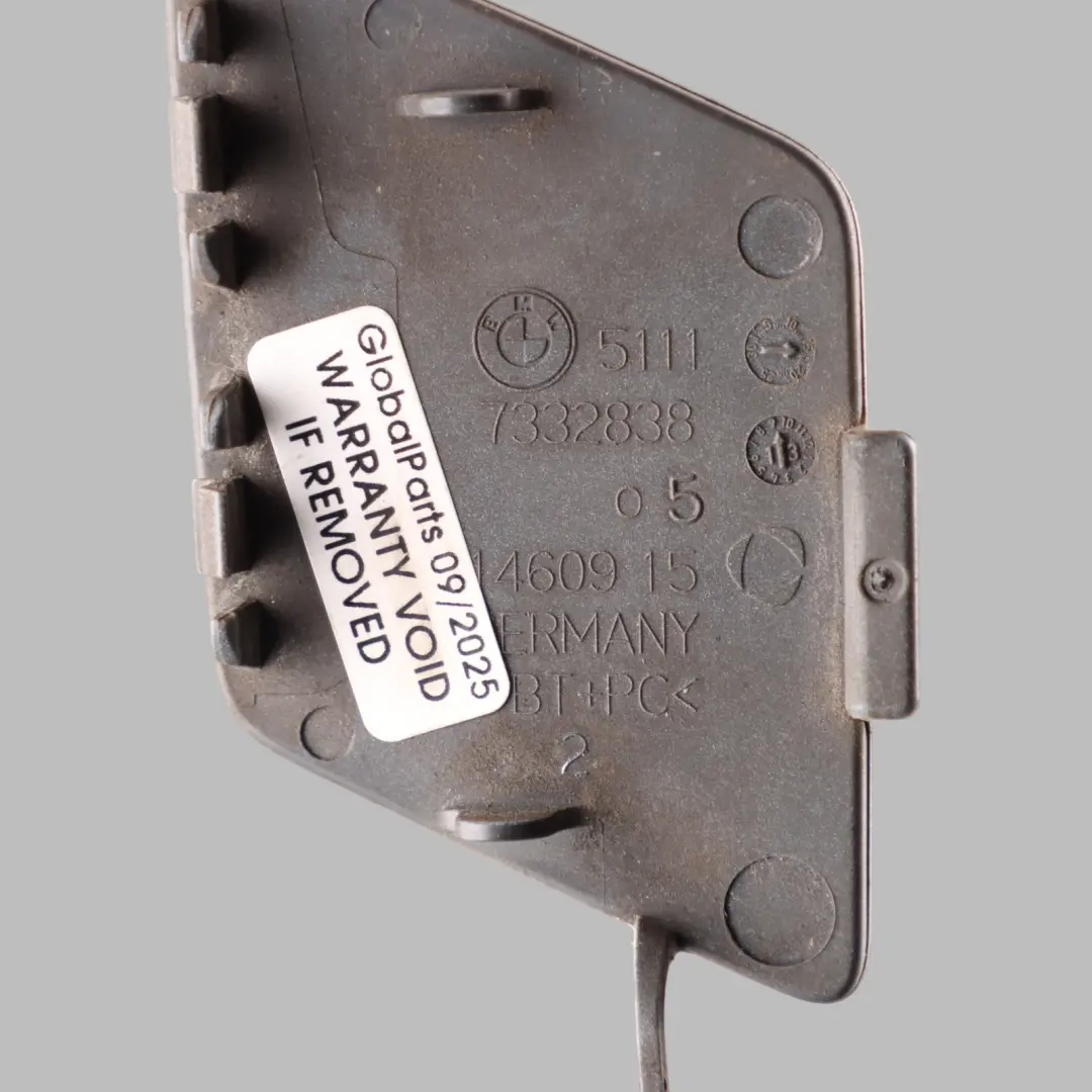 Front Bumper Hook Tow Eye Cover Alpinweiss 3 White - 300 to BMW F10 LCI with Part number 7332682 BMW F10 LCI Front Bumper Hook Tow Eye Cover Alpinweiss 3 White - 300 - SKU 7332682-AW - Part number 7332682