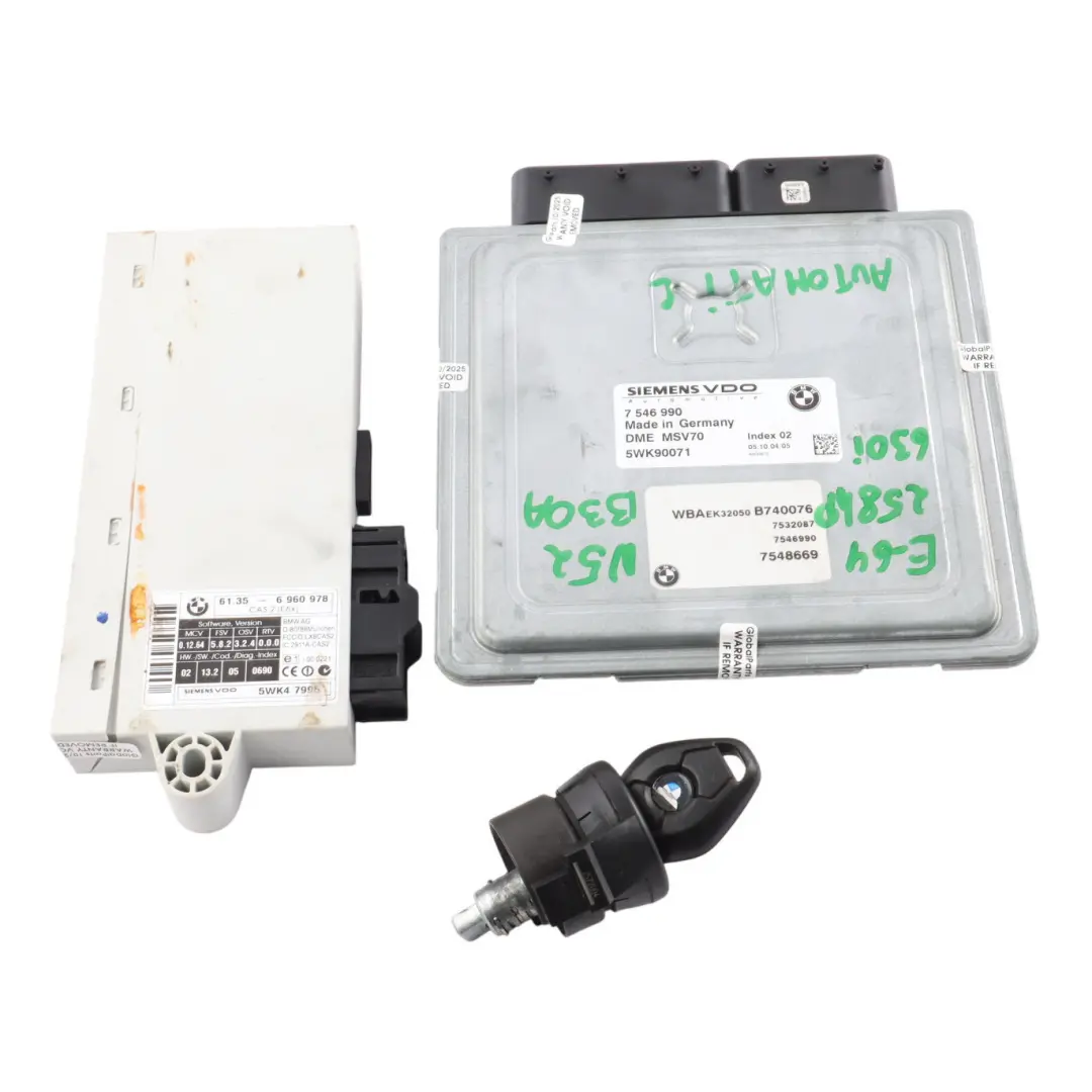 BMW E60 E60 E90 E91 630i N52 258HP Engine Control ECU Kit DME Automatic - SKU 7546990-4 - Part number 7546990