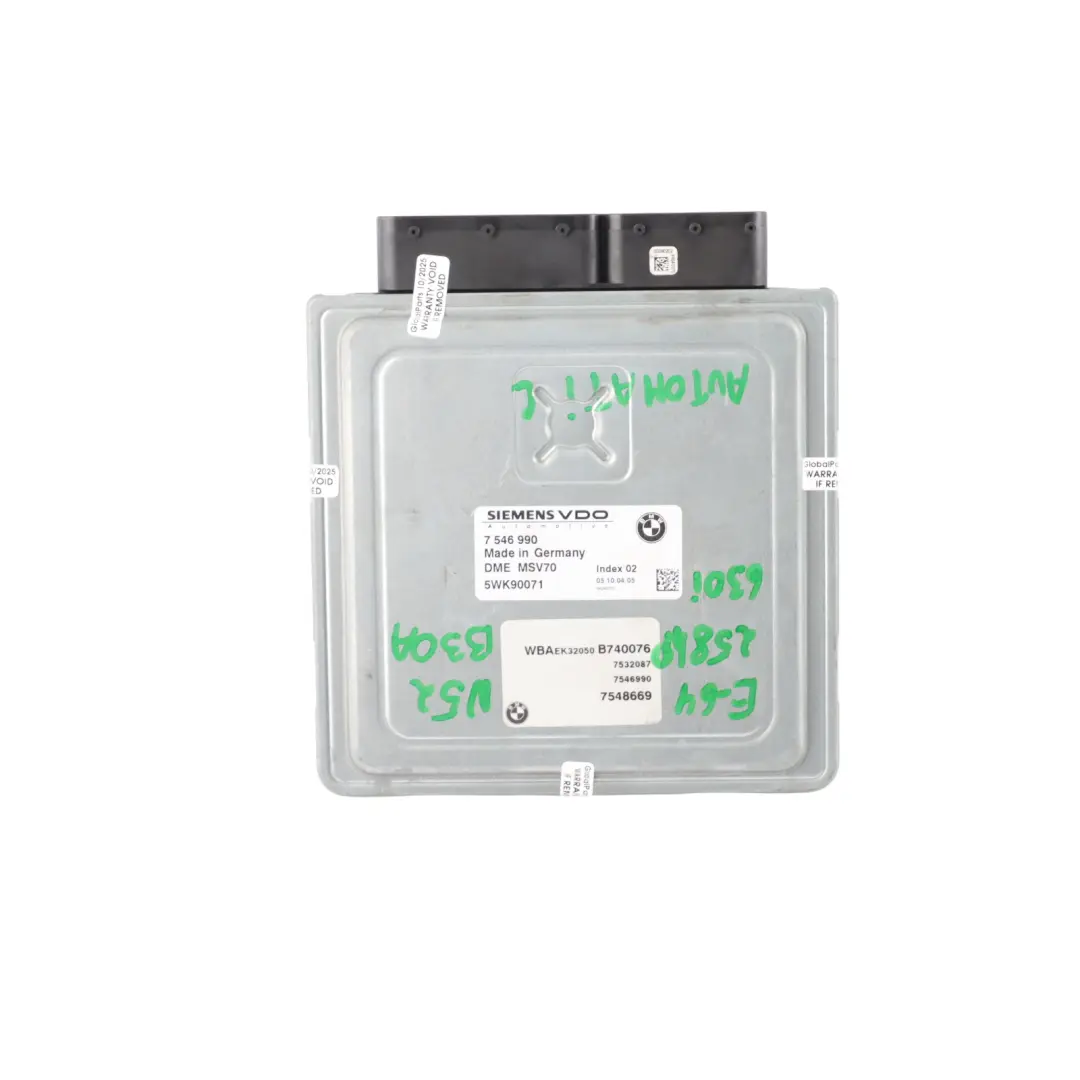 N52 258HP Engine Control ECU Kit DME Automatic to BMW E60 E60 E90 E91 630i with Part number 7546990 BMW E60 E60 E90 E91 630i N52 258HP Engine Control ECU Kit DME Automatic - SKU 7546990-4 - Part number 7546990
