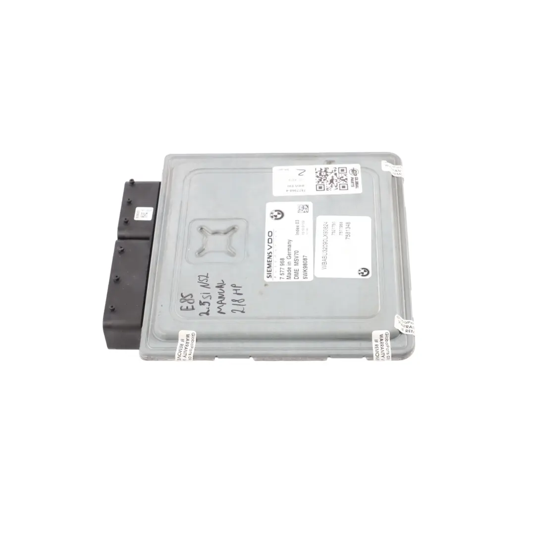 BMW E60 E61 E90 E91 325i 525i N52 218HP Engine Control ECU DME Manual - SKU 7577968-4 - Part number 7577968