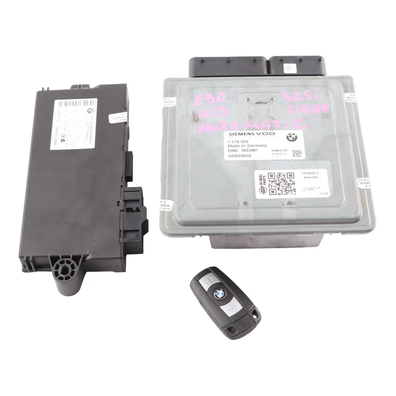 *BMW 3 5 E60 E90 325i 525i N53 218HP Steuergerät DME CAS3 + Schlüssel 7578020