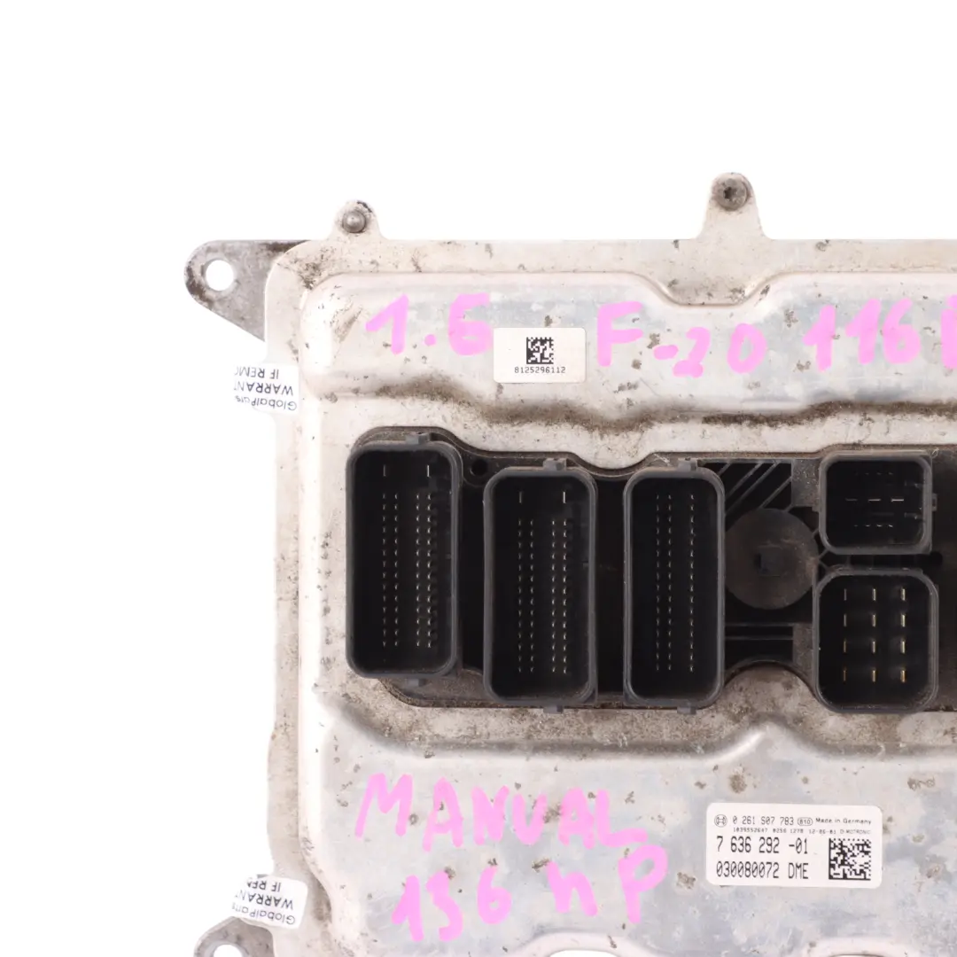 136HP Engine Control ECU DME Manual to BMW F20 F21 F30 F31 116i 316i N13 with Part number 7636292 BMW F20 F21 F30 F31 116i 316i N13 136HP Engine Control ECU DME Manual - SKU 7636292-8 - Part number 7636292