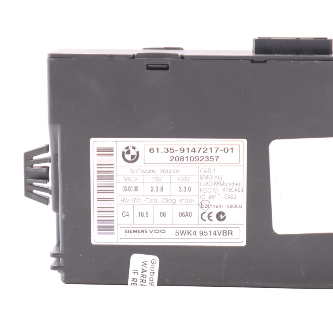 BMW E60 E90 E70 3.0Sd 335D 535D M57N2 Motore ECU KIT DDE CAS3 + Chiave - SKU 7810980-2 - Numero di parte 7810980