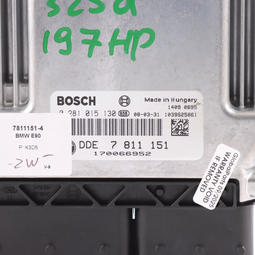 M57N2 Engine Control ECU DDE Kit Automatic to BMW E60 LCI E90 325d 525d with Part number 7811151 BMW E60 LCI E90 325d 525d M57N2 Engine Control ECU DDE Kit Automatic - SKU 7811151-4 - Part number 7811151