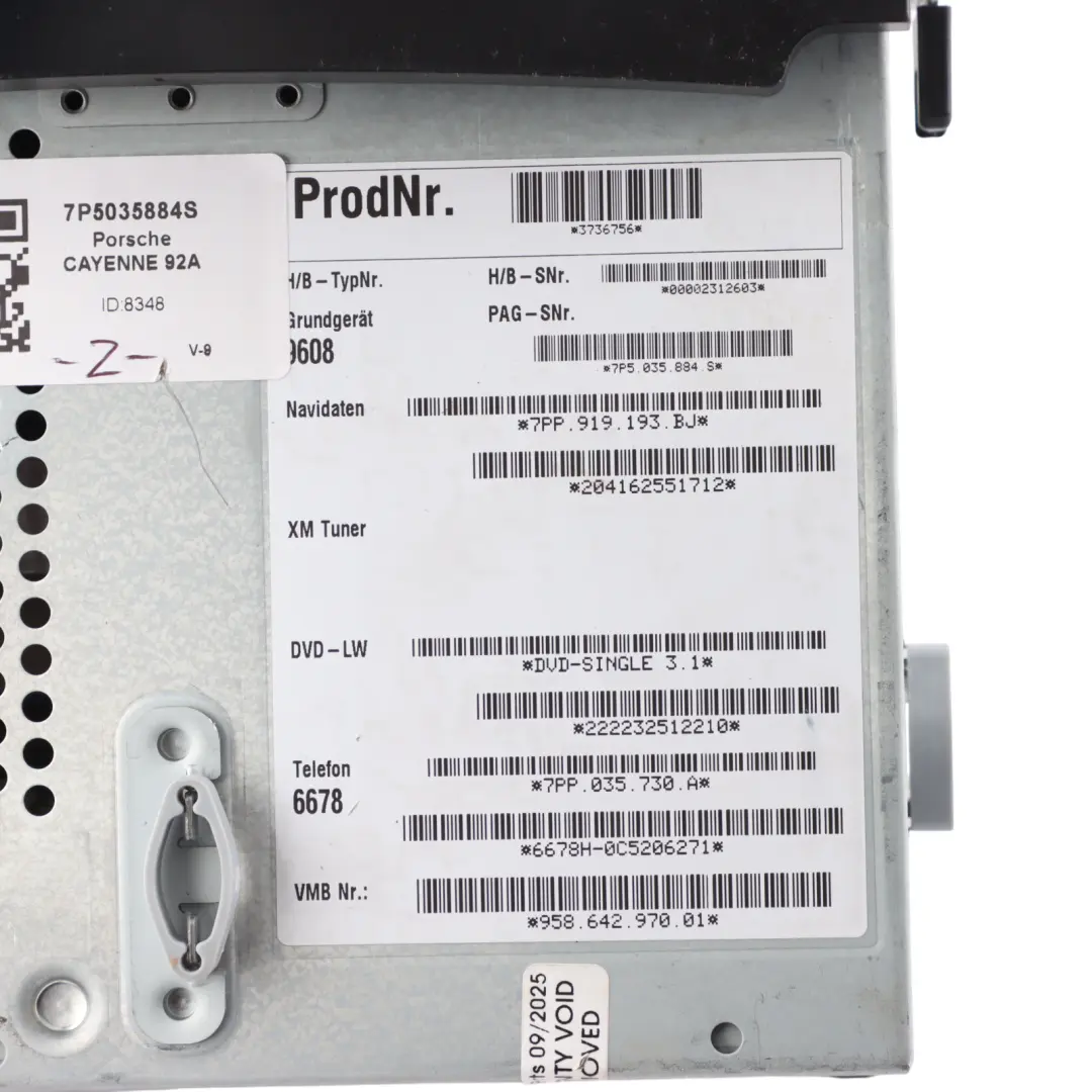 Porsche Cayenne 92A Radio Head Unit Sat Nav Control Panel Unit 7P5035884S - SKU 958642970AX - Part number 958642970AX