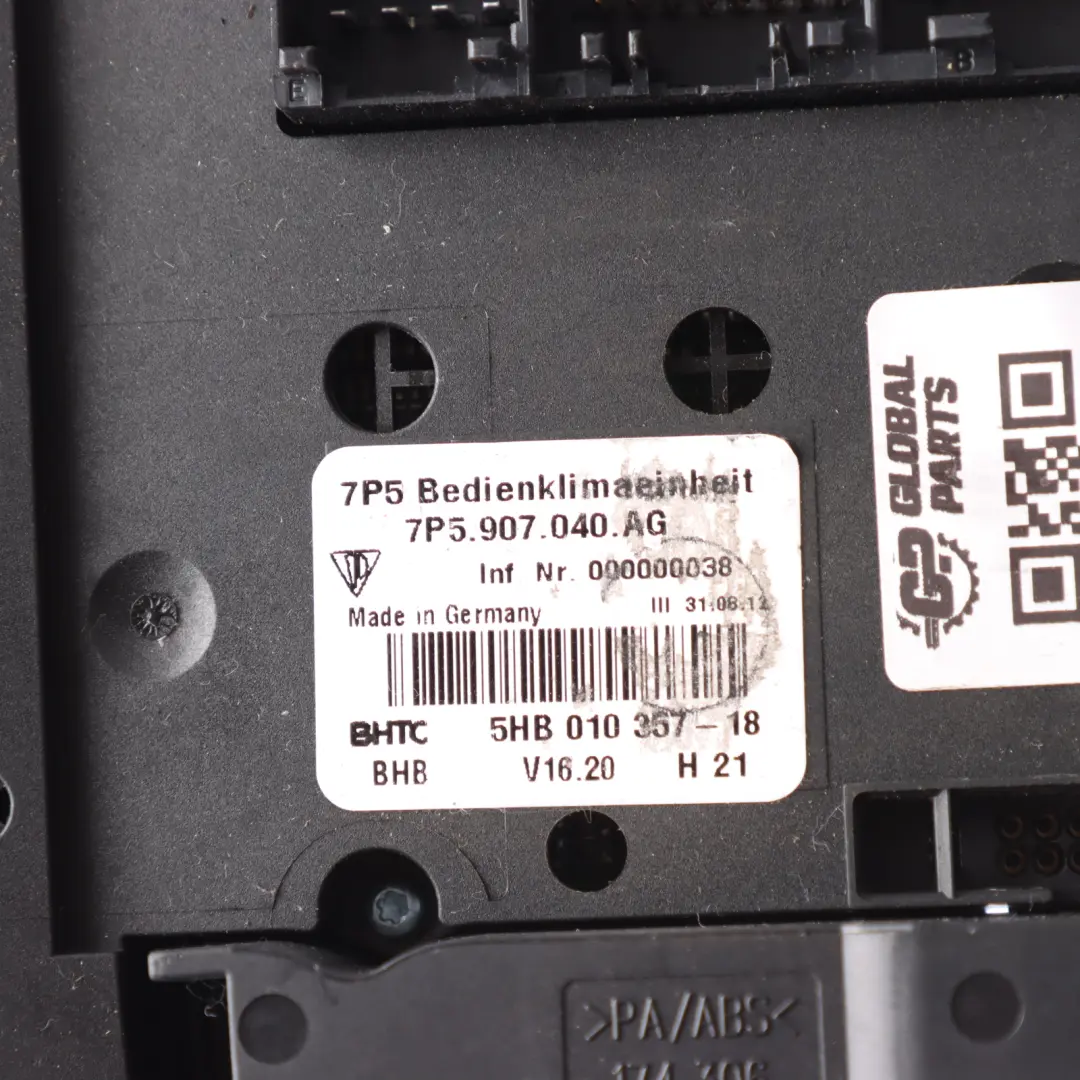 Porsche Cayenne 92A Panel Control Digital Climatizador A/C - SKU 7P5907040AG - Número de pieza 7P5907040AG