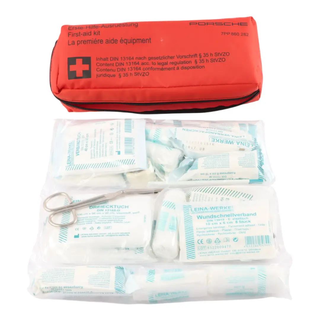 Porsche Cayenne 92A First Aid Emergency Medical Kit Red Pouch - SKU 7PP860282 - Part number 7PP860282