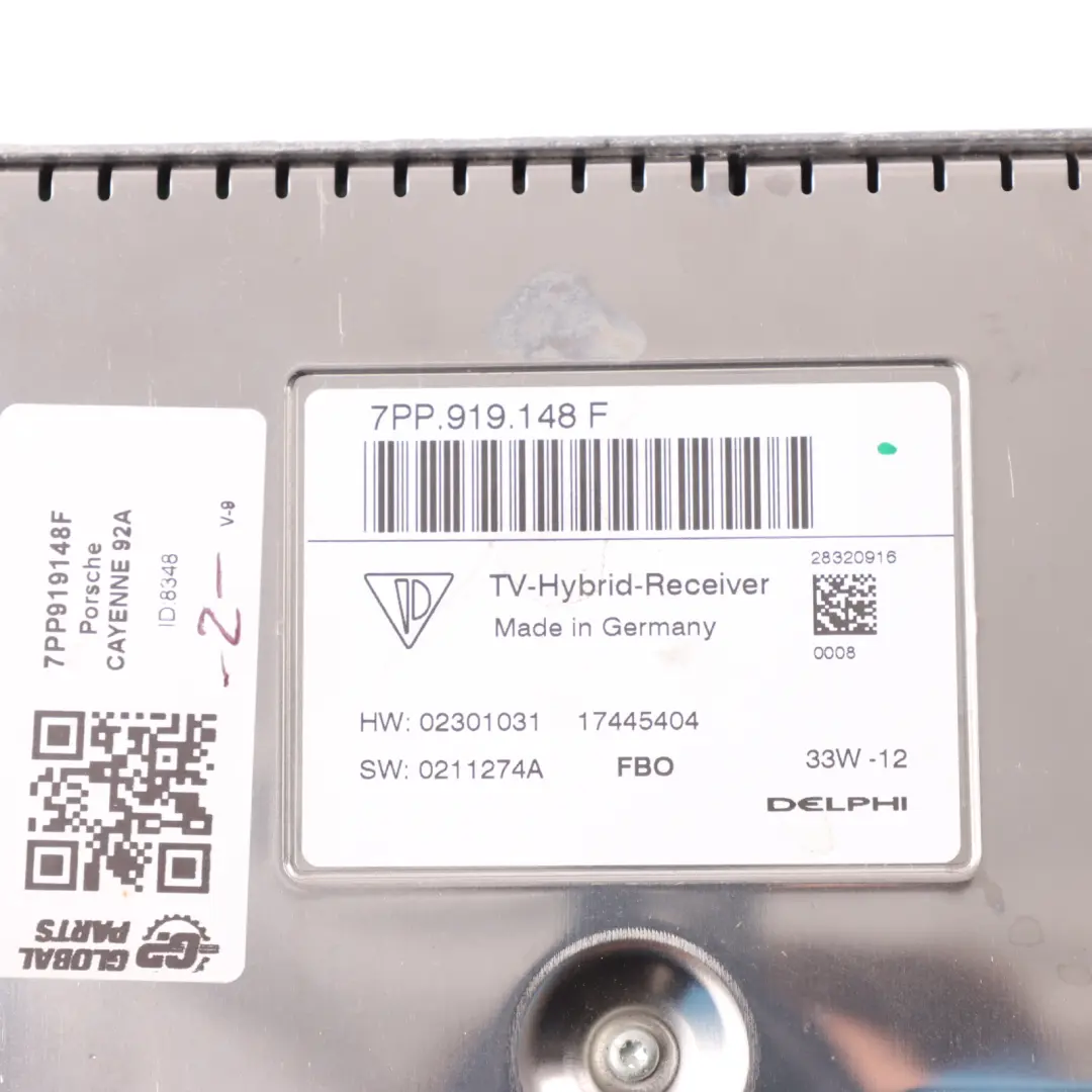 Receiver Control Unit Module to Porsche Cayenne 92A TV with Part number 7PP919148F Porsche Cayenne 92A TV Receiver Control Unit Module - SKU 7PP919148F - Part number 7PP919148F