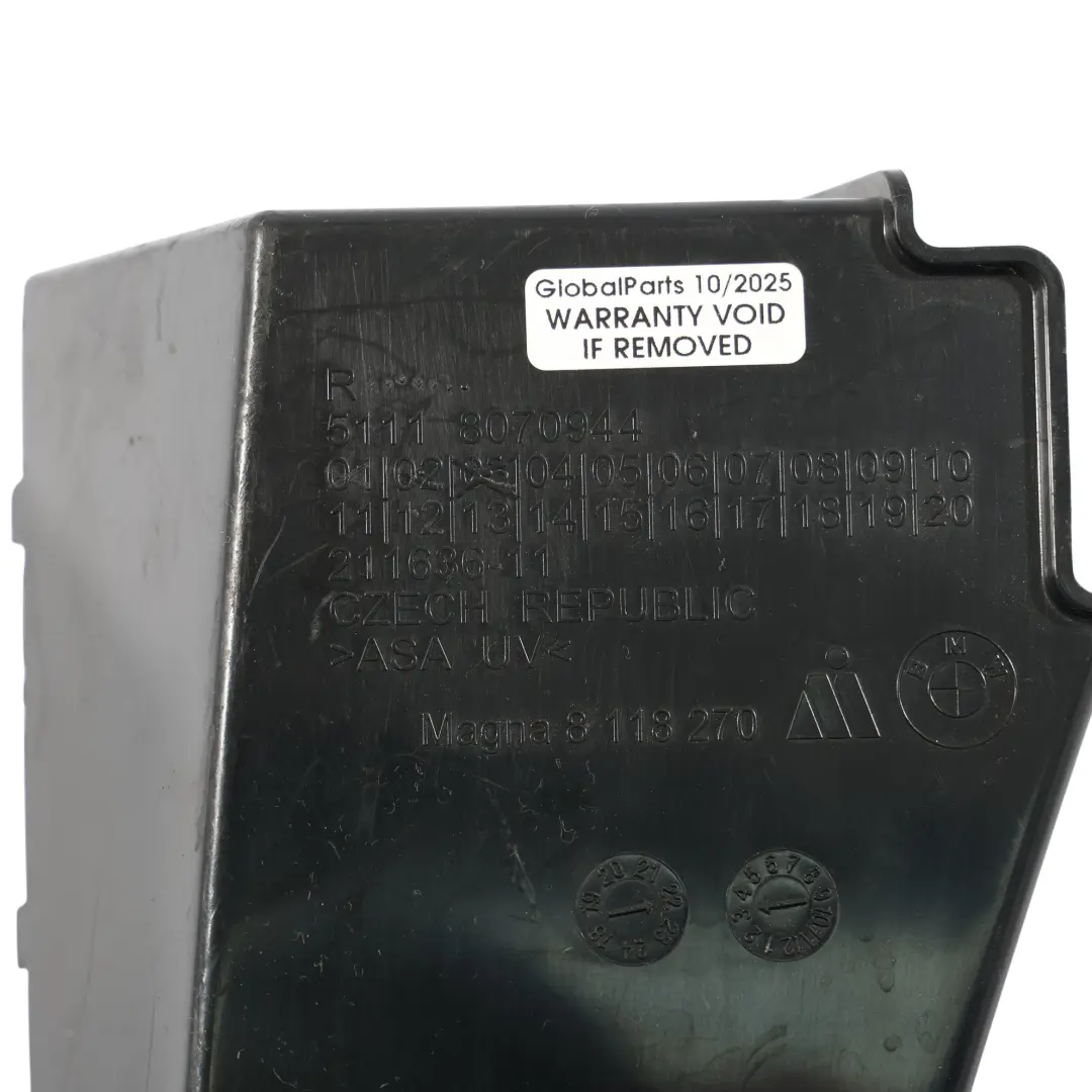 Parte Anteriore Destra Coperchio Condotto Ventilazione Dell'Aria 8070940 per BMW F40 con numero di parte 8070944 BMW F40 Parte Anteriore Destra Coperchio Condotto Ventilazione Dell'Aria 8070940 - SKU 8070944 - Numero di parte 8070944