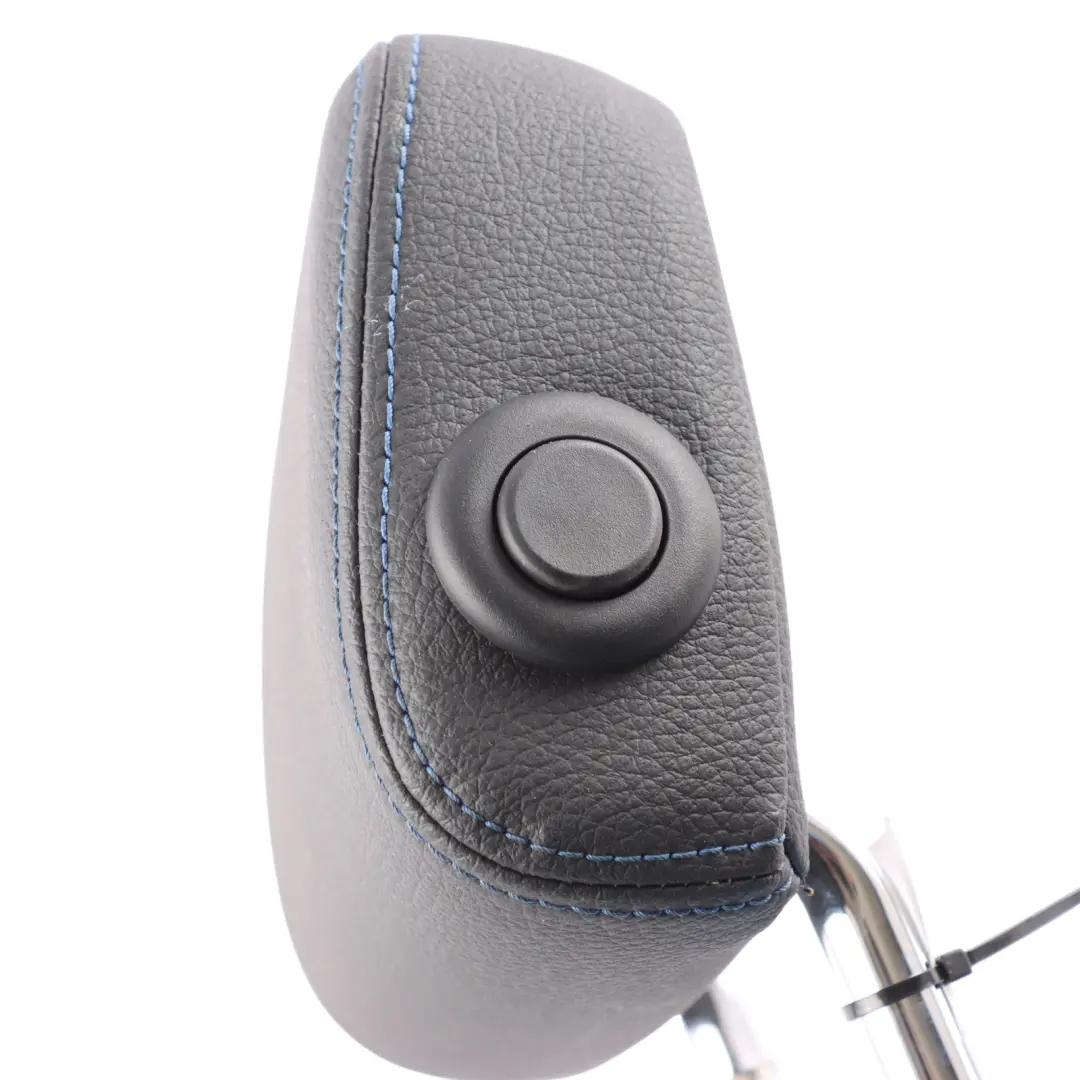 Centre Headrest Black Leather Blue Stitching to BMW F44 Gran Coupe Rear Seat with Part number 8096810 BMW F44 Gran Coupe Rear Seat Centre Headrest Black Leather Blue Stitching - SKU 8096810 - Part number 8096810