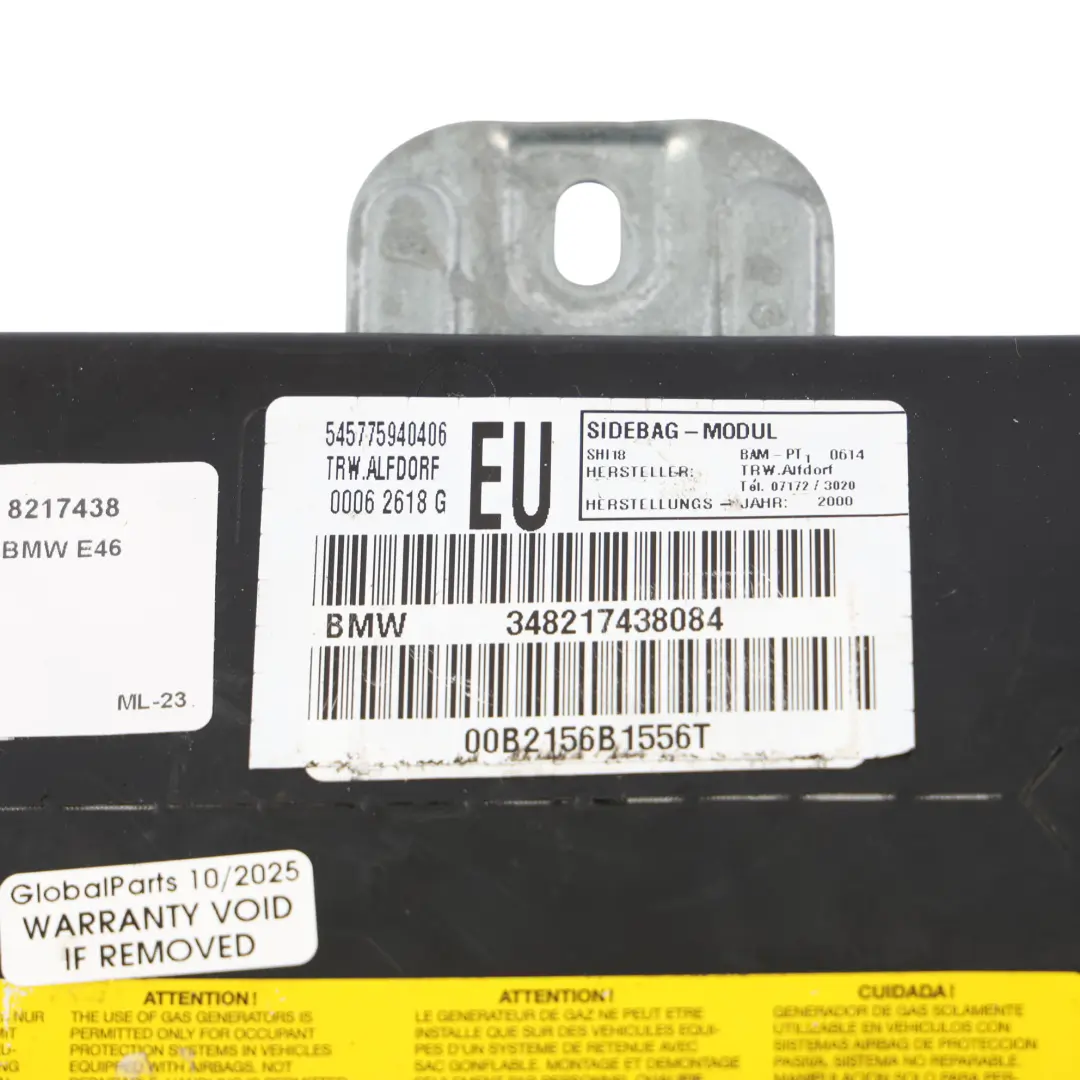 Airbag Poduszka Powietrzna Drzwi Lewy Przód do BMW E46 Sedan Touring o numerze 8217438 BMW E46 Sedan Touring Airbag Poduszka Powietrzna Drzwi Lewy Przód - SKU 8217438 - Numer Części 8217438