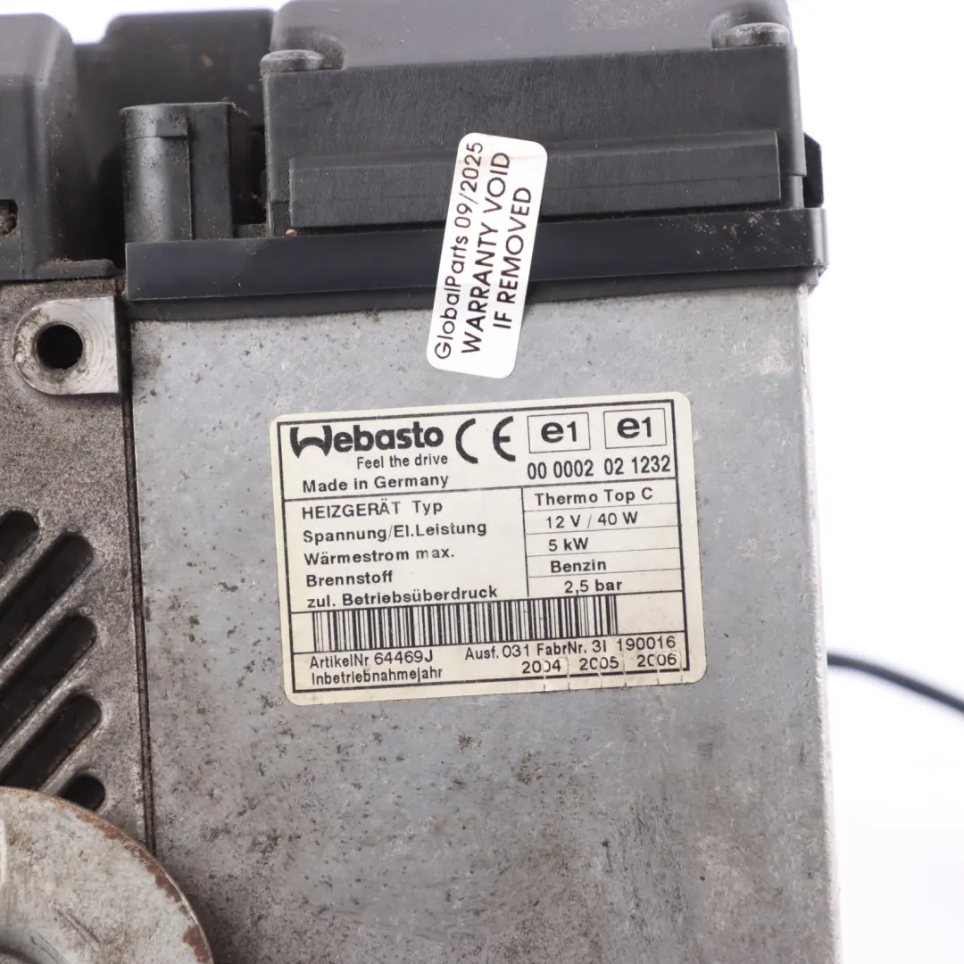 BMW X5 E53 M54 M62 N62 Petrol Webasto Auxiliary Heater - SKU 8380997 - Part number 8380997
