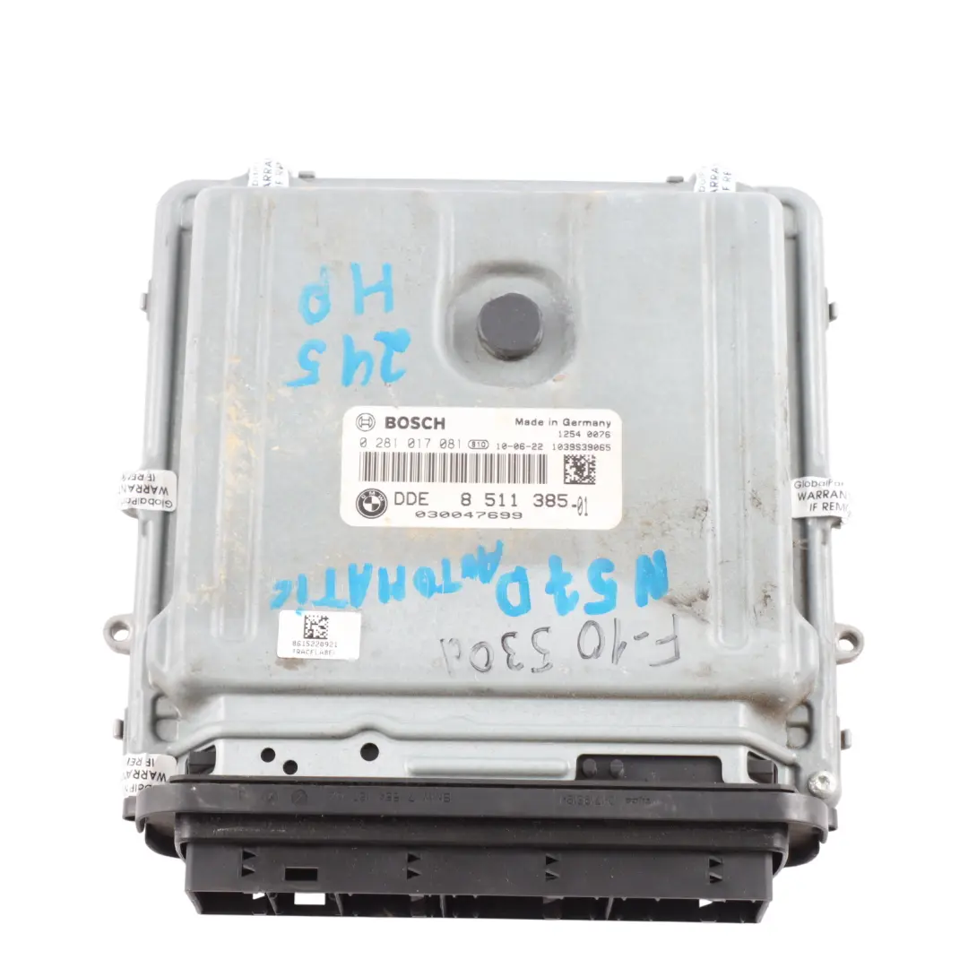 N57 245HP Engine Control ECU Module DDE Kit Automatic to BMW F10 F11 525d with Part number 8511385 BMW F10 F11 525d N57 245HP Engine Control ECU Module DDE Kit Automatic - SKU 8511385-5 - Part number 8511385