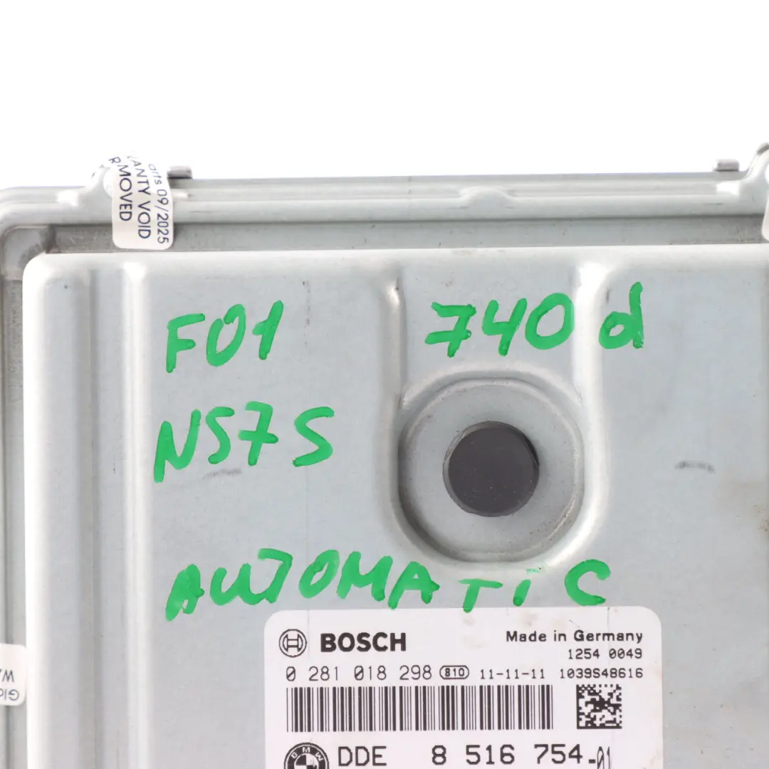 N57S 740d 306HP Engine Control Module ECU Automatic to BMW F01 F02 F03 with Part number 8516754 BMW F01 F02 F03 N57S 740d 306HP Engine Control Module ECU Automatic - SKU 8516754 - Part number 8516754