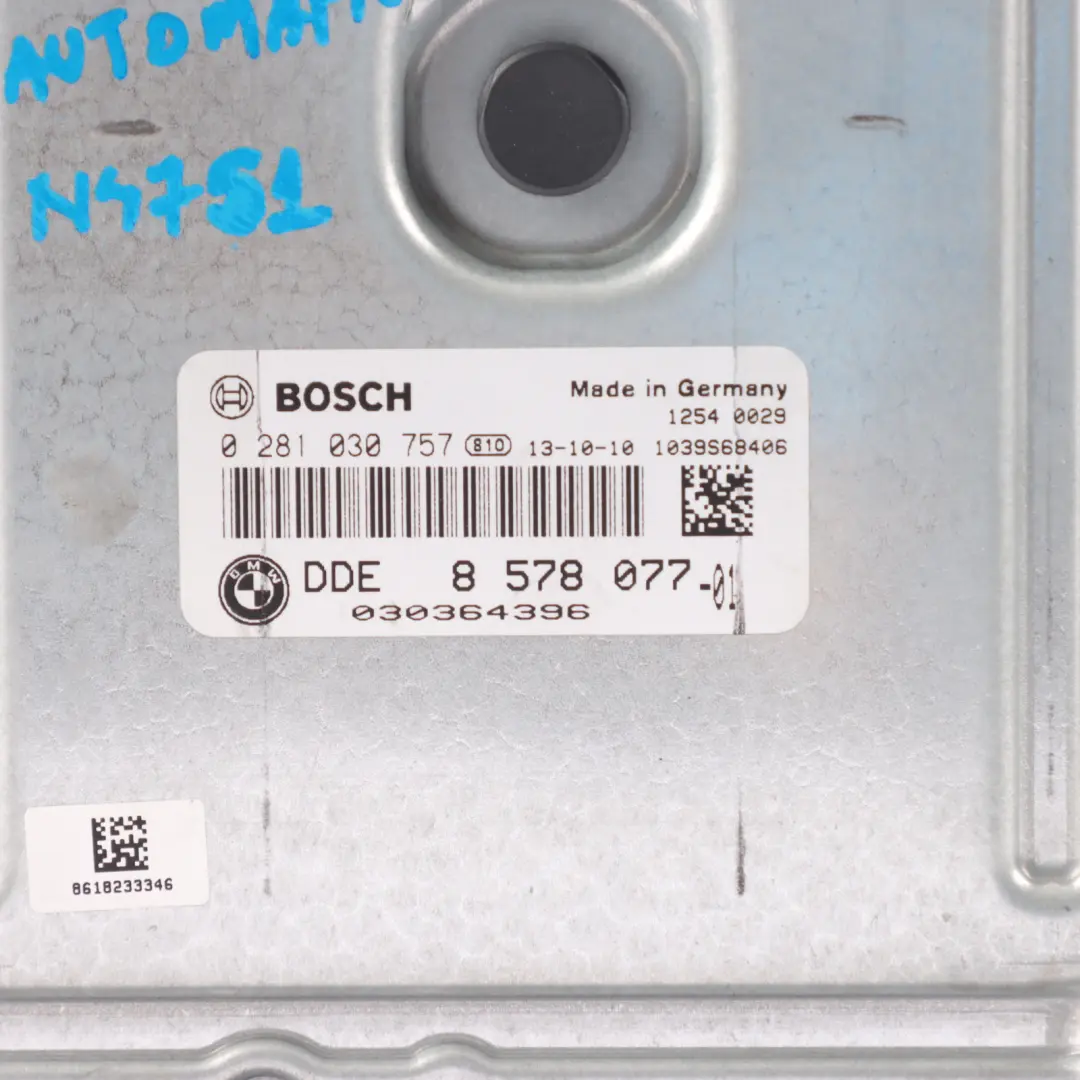 N47S1 218HP Engine Control ECU DDE 8578077 Automatic to BMW F20 F30 F32 125d 325d with Part number 8579785 BMW F20 F30 F32 125d 325d N47S1 218HP Engine Control ECU DDE 8578077 Automatic - SKU 8578077-3 - Part number 8579785