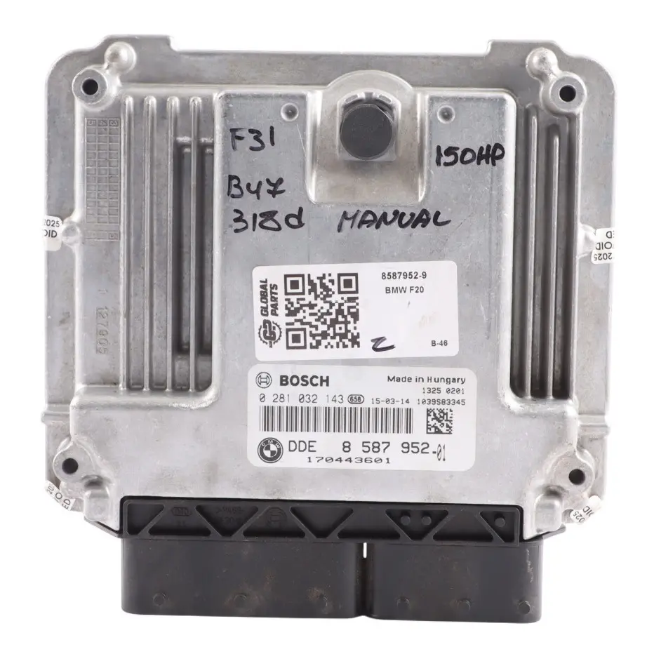 BMW F20 F21 F30 F31 LCI 120d 320d B47 150HP Engine Unit ECU DDE Manual - SKU 8587952-9 - Part number 8587952