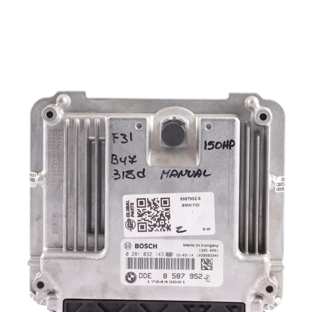 B47 150HP Engine Unit ECU DDE Manual to BMW F20 F21 F30 F31 LCI 120d 320d with Part number 8587952 BMW F20 F21 F30 F31 LCI 120d 320d B47 150HP Engine Unit ECU DDE Manual - SKU 8587952-9 - Part number 8587952
