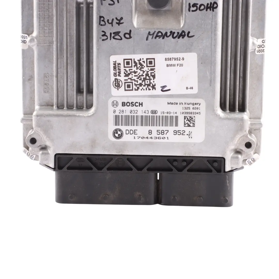 B47 150HP Engine Unit ECU DDE Manual to BMW F20 F21 F30 F31 LCI 120d 320d with Part number 8587952 BMW F20 F21 F30 F31 LCI 120d 320d B47 150HP Engine Unit ECU DDE Manual - SKU 8587952-9 - Part number 8587952