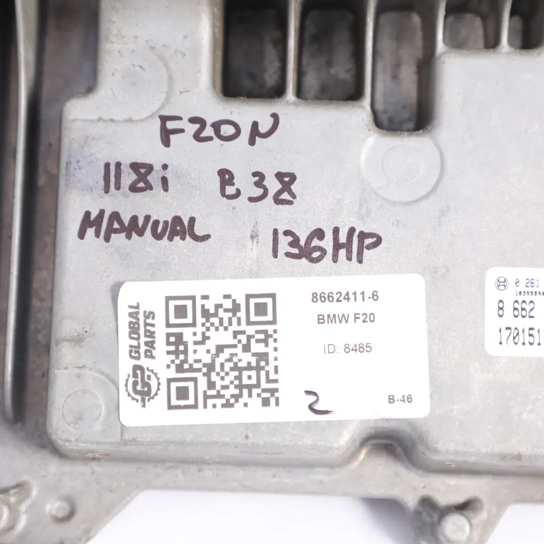 BMW F20 F21 LCI F23 118i B38 136HP Engine Control ECU DME Manual - SKU 8662411-6 - Part number 8662411