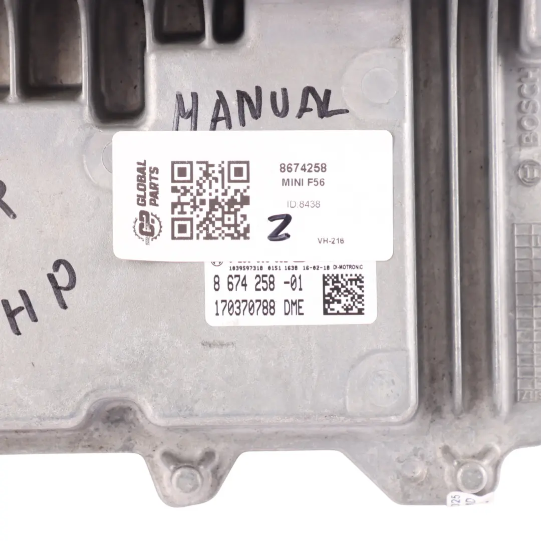 Mini F54 F55 F56 F57 B38 136HP Petrol Engine Control ECU DME Manual - SKU 8674258 - Part number 8674258