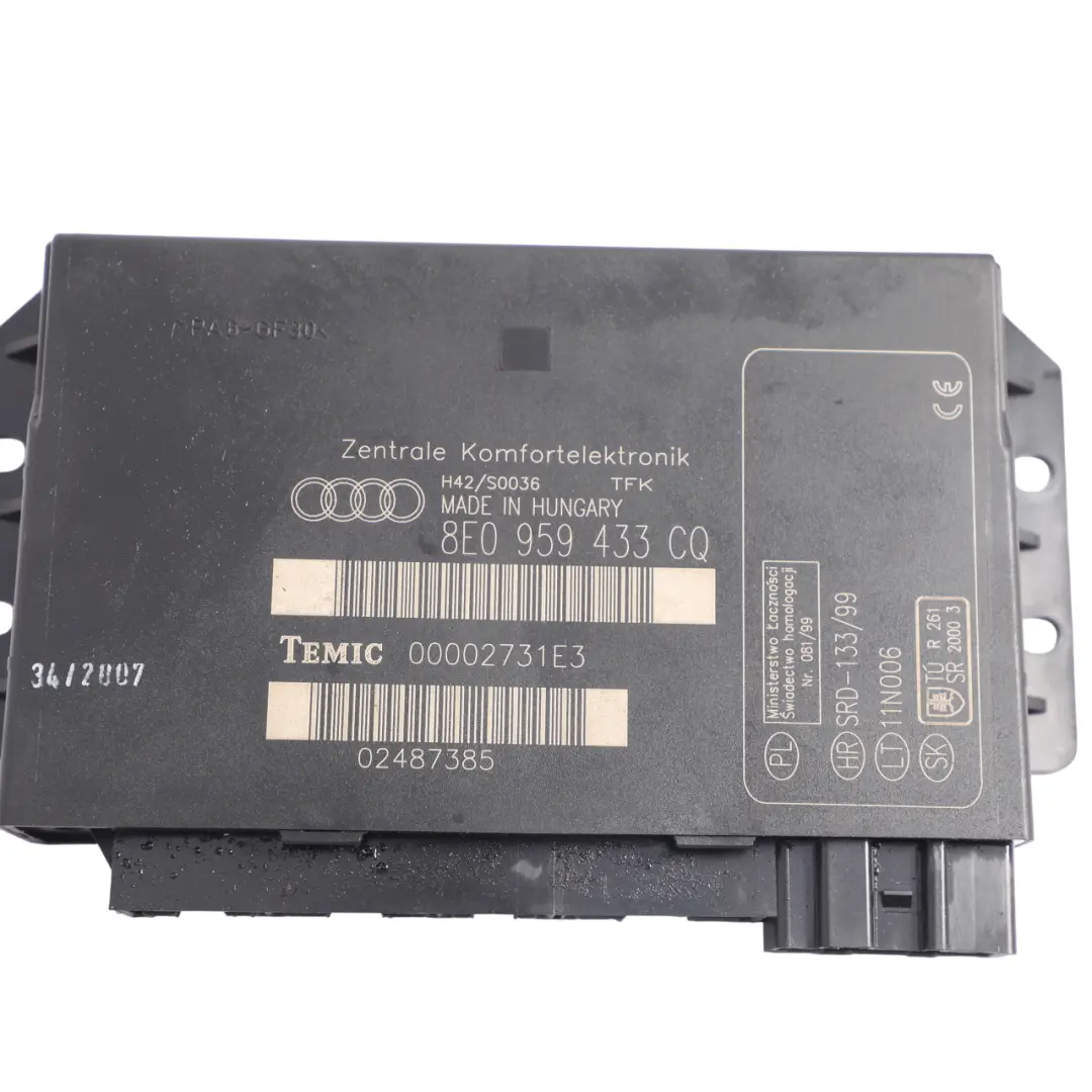 Audi A4 B7 Body Comfort Control BCM Supply Module Unit ECU - SKU 8E0959433CQ - Part number 8E0959433CQ