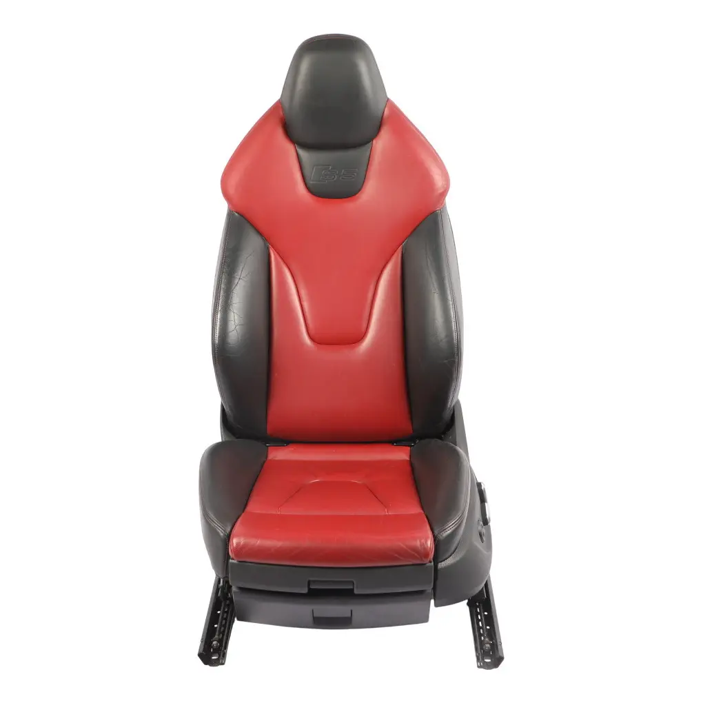 Audi S5 8T Cabrio Front Seat S-Line Heated Electric Leather Black Red Left N/S