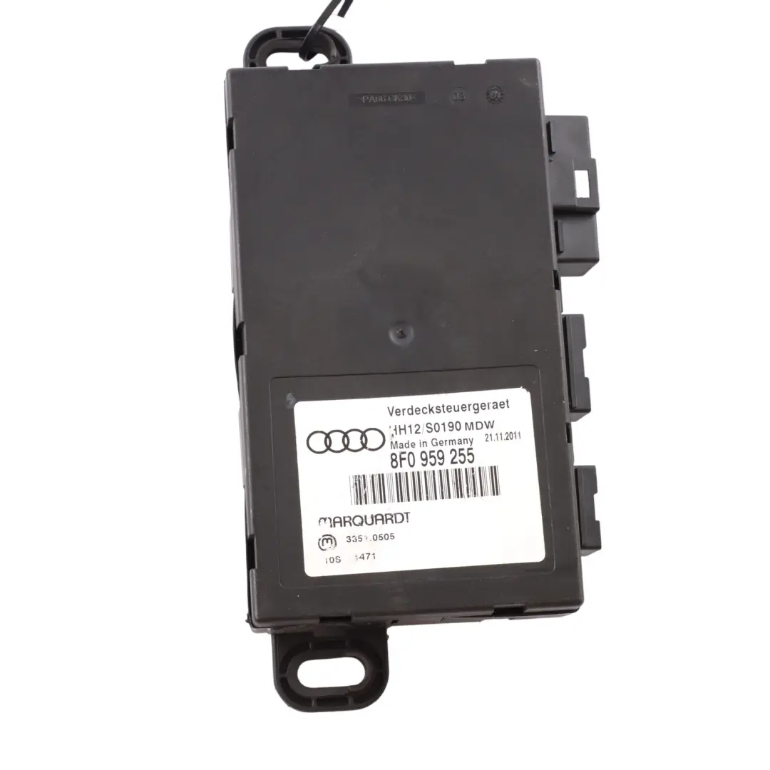 8F Cabriolet Module De Commande Du Toit Escamotable pour Audi A5 à propos du numéro de pièce 8F0959255 Audi A5 8F Cabriolet Module De Commande Du Toit Escamotable - SKU 8F0959255 - Numéro de pièce 8F0959255