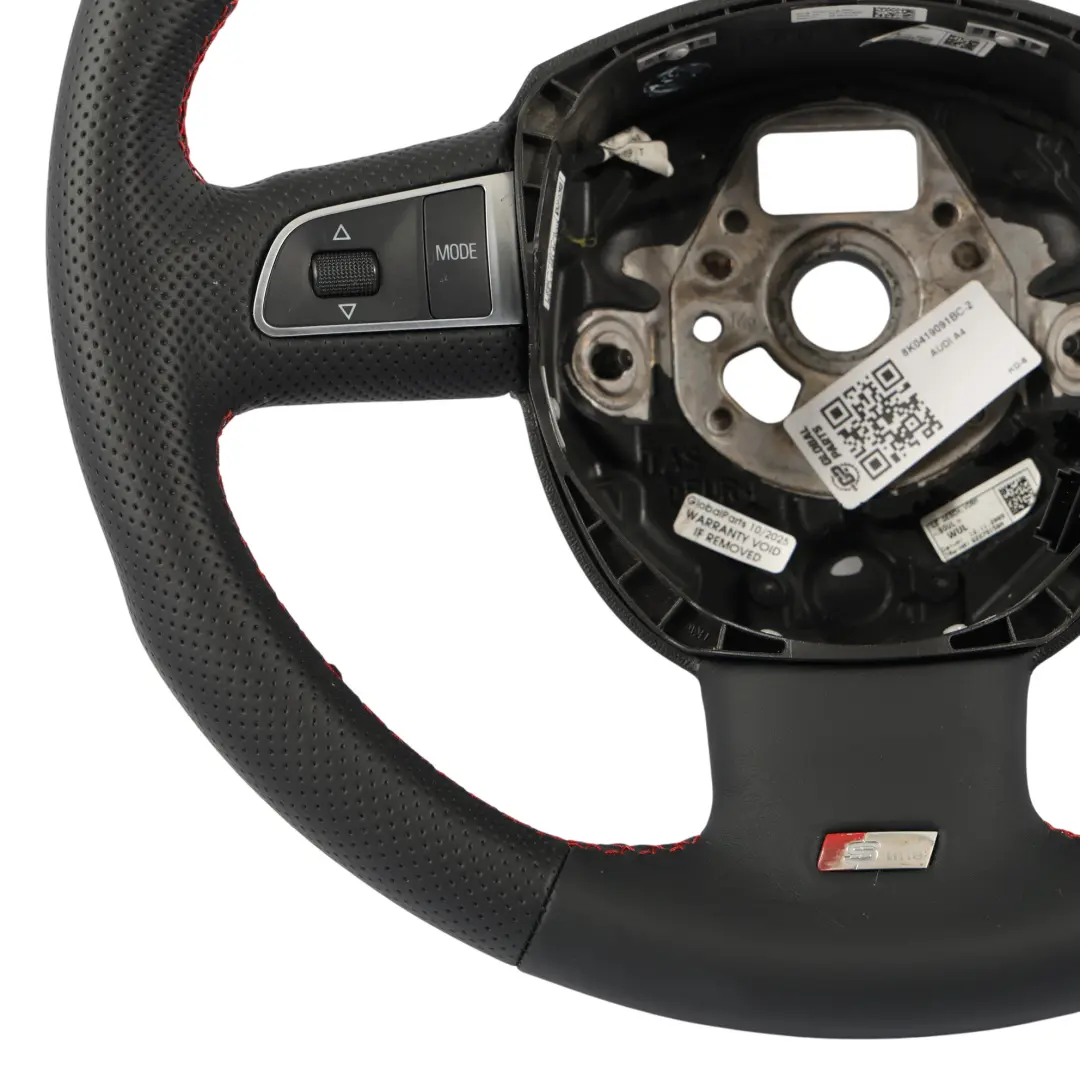 Volant S-Line Neuf Cuir Noir Fils Rouges pour Audi A4 B8 A5 8T à propos du numéro de pièce 8K0419091BC Audi A4 B8 A5 8T Volant S-Line Neuf Cuir Noir Fils Rouges - SKU 8K0419091BC-2 - Numéro de pièce 8K0419091BC