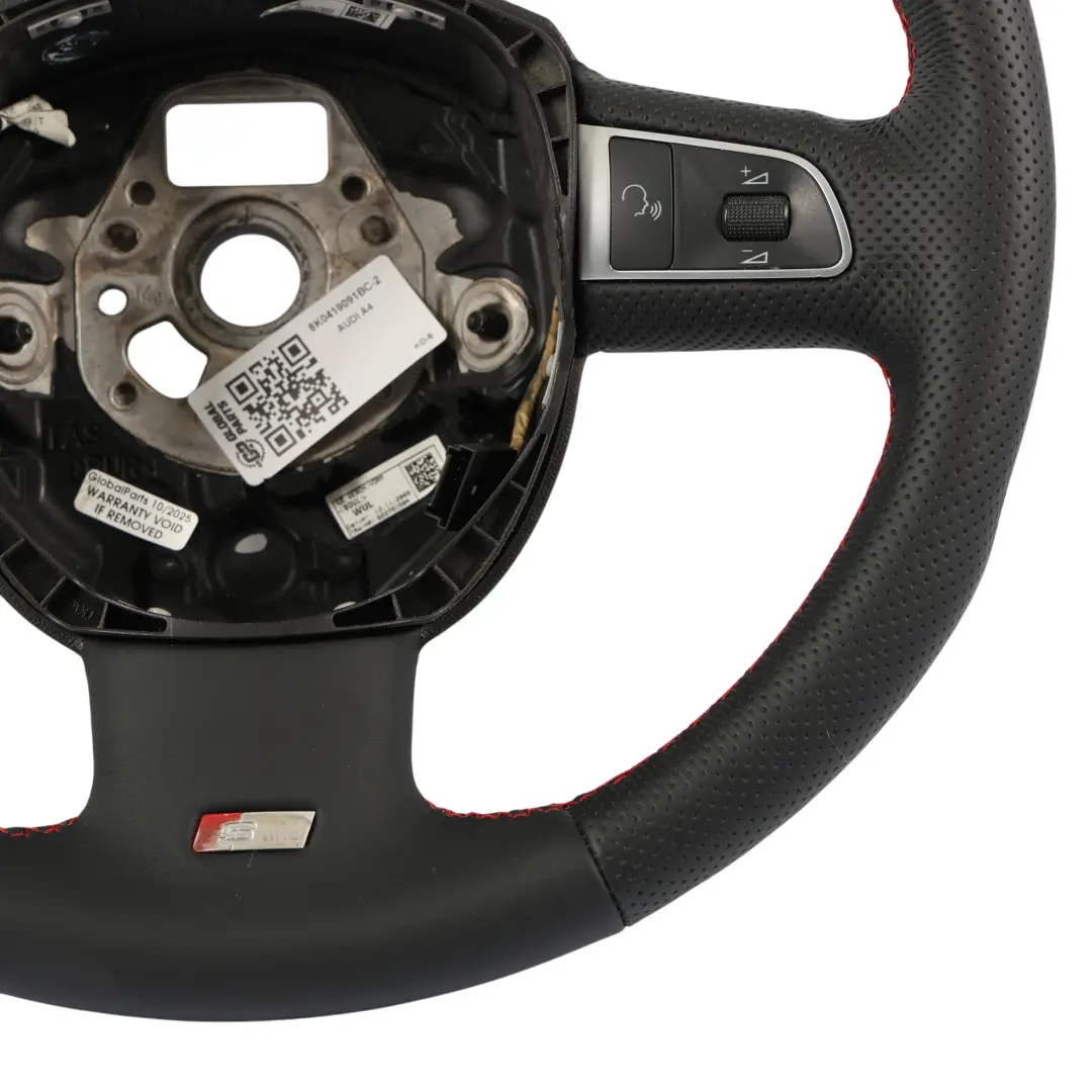 Volant S-Line Neuf Cuir Noir Fils Rouges pour Audi A4 B8 A5 8T à propos du numéro de pièce 8K0419091BC Audi A4 B8 A5 8T Volant S-Line Neuf Cuir Noir Fils Rouges - SKU 8K0419091BC-2 - Numéro de pièce 8K0419091BC