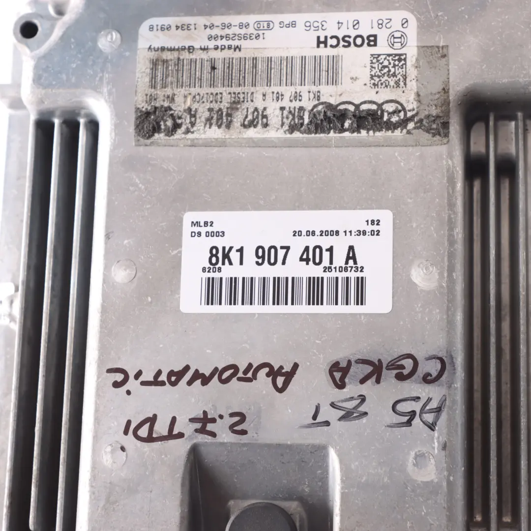 190HP CGKA Engine Control ECU Automatic to Audi A4 B8 A5 8T 2.7 TDI with Part number 8K1907401A Audi A4 B8 A5 8T 2.7 TDI 190HP CGKA Engine Control ECU Automatic - SKU 8K1907401A - Part number 8K1907401A