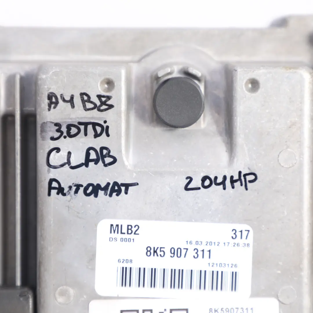 Audi A4 B8 A5 8T 3.0 TDI CLAB 204HP Engine Control Unit ECU Automatic - SKU 8K5907311 - Part number 8K5907311