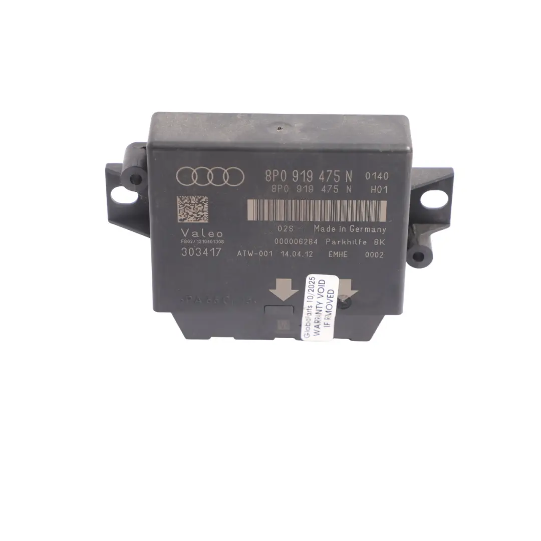 PDC Parking Assistance Distance Control Module Unit ECU to Audi A3 8P with Part number 8P0919475N Audi A3 8P PDC Parking Assistance Distance Control Module Unit ECU - SKU 8P0919475N - Part number 8P0919475N