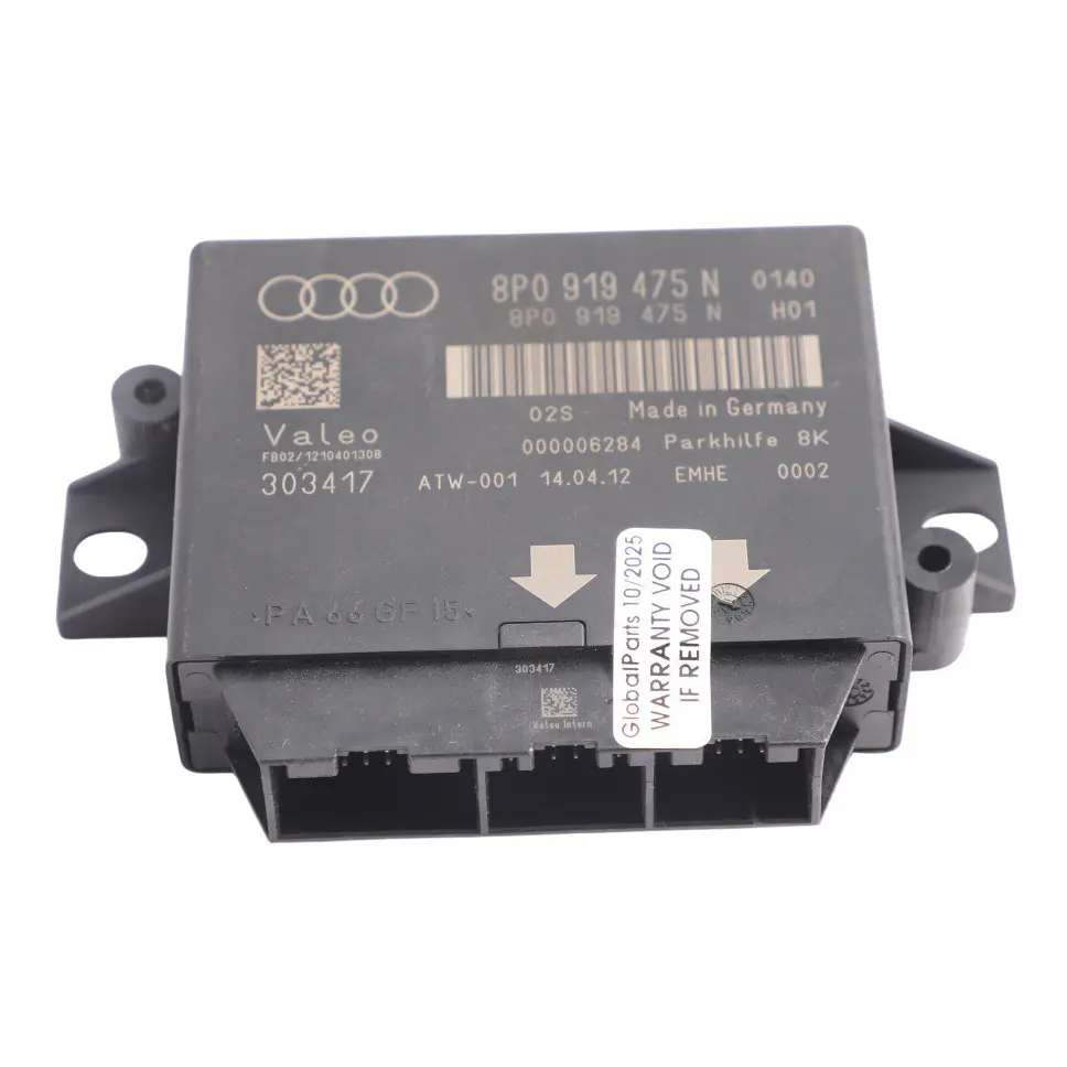 PDC Parking Assistance Distance Control Module Unit ECU to Audi A3 8P with Part number 8P0919475N Audi A3 8P PDC Parking Assistance Distance Control Module Unit ECU - SKU 8P0919475N - Part number 8P0919475N