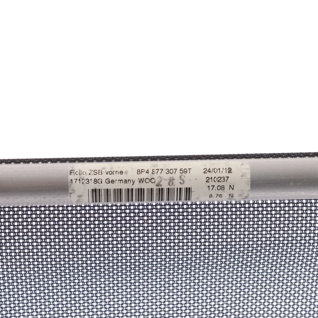 Audi A3 8P 5Dr Roleta Przeciwsłoneczna Szyberdachu Przód Czarna - SKU 8P4877307 - Numer Części 8P4877307