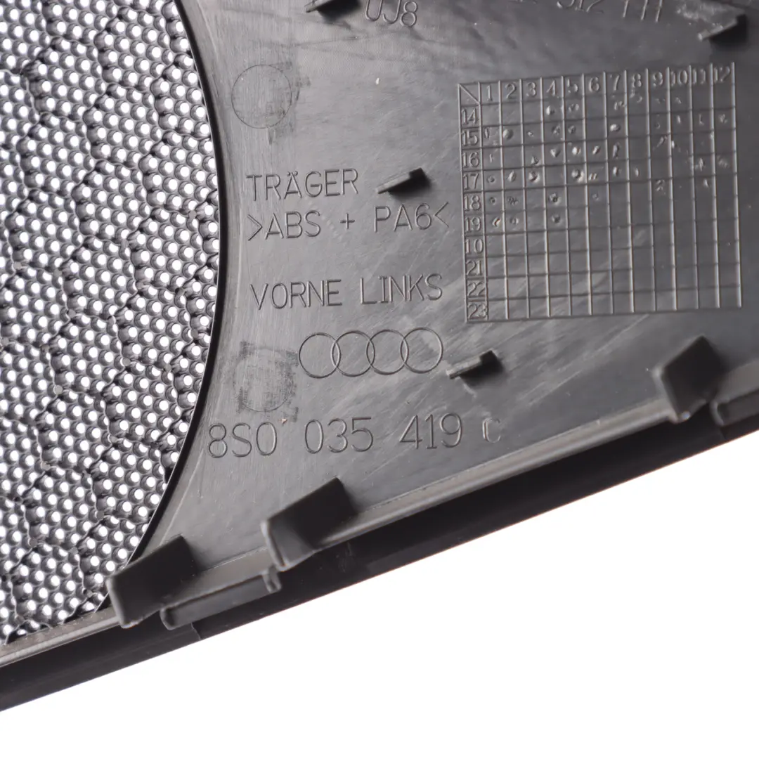 Front Door Card Panel Speaker Trim Cover Left N/S Black to Audi TT FV with Part number 8S0035419C Audi TT FV Front Door Card Panel Speaker Trim Cover Left N/S Black - SKU 8S0035419C - Part number 8S0035419C