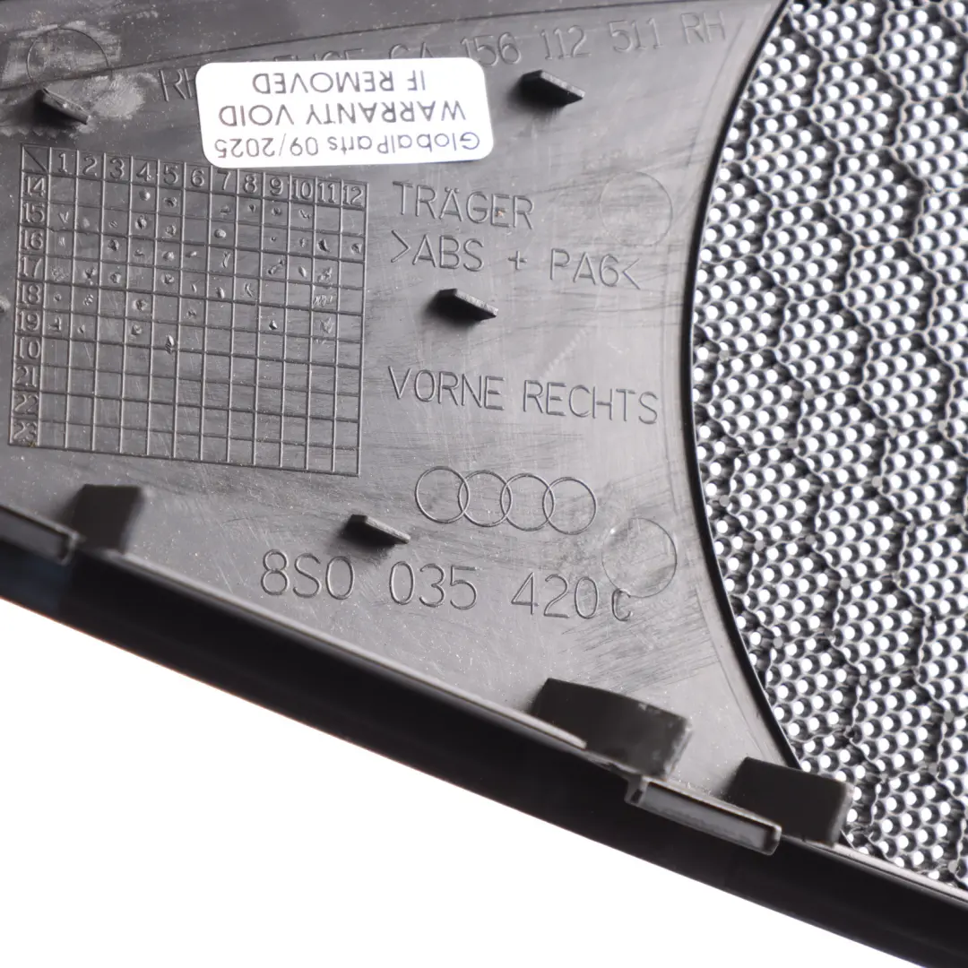 Door Speaker Cover Panel Grill Black Front Right O/S to Audi TT FV with Part number 8S0035420C Audi TT FV Door Speaker Cover Panel Grill Black Front Right O/S - SKU 8S0035420C - Part number 8S0035420C