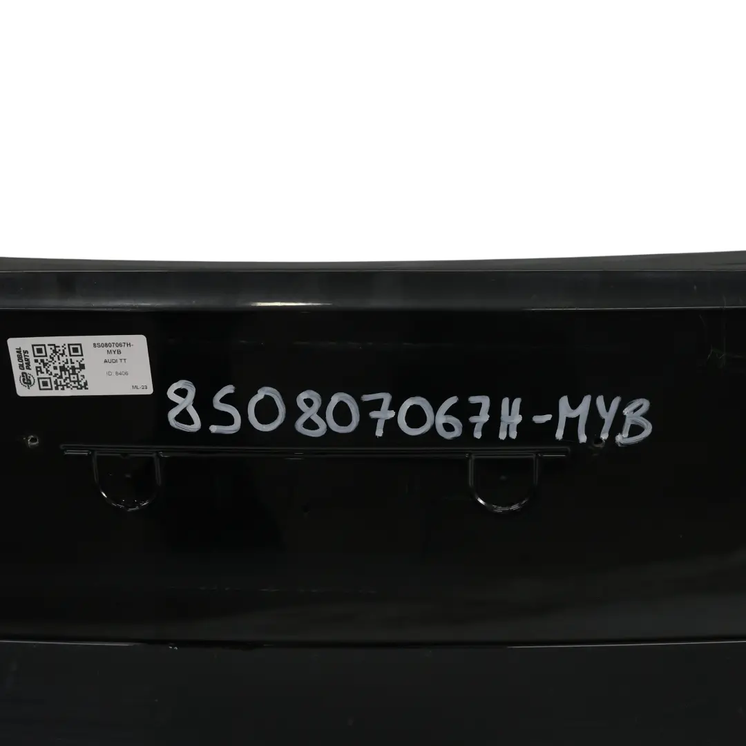 Bumper Trim Panel Covering Mythical Black Metallic - Y9T to Audi TT FV Rear with Part number 8S0807067H Audi TT FV Rear Bumper Trim Panel Covering Mythical Black Metallic - Y9T - SKU 8S0807067H-MYB - Part number 8S0807067H