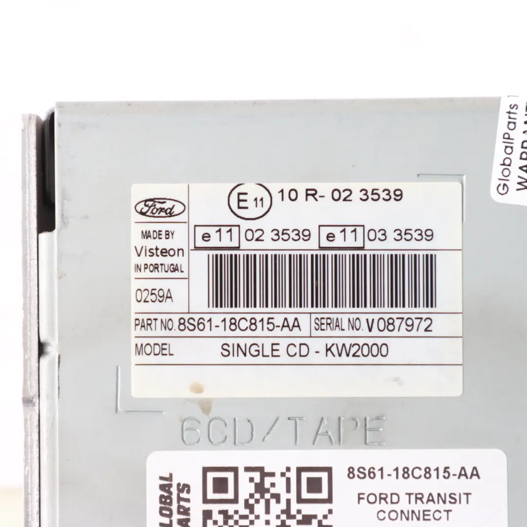 Radio Head Unit 6000 CD Media Player Unit to Ford Transit Connect with Part number 8S61-18C815-AA Ford Transit Connect Radio Head Unit 6000 CD Media Player Unit - SKU 8S61-18C815-AA - Part number 8S61-18C815-AA