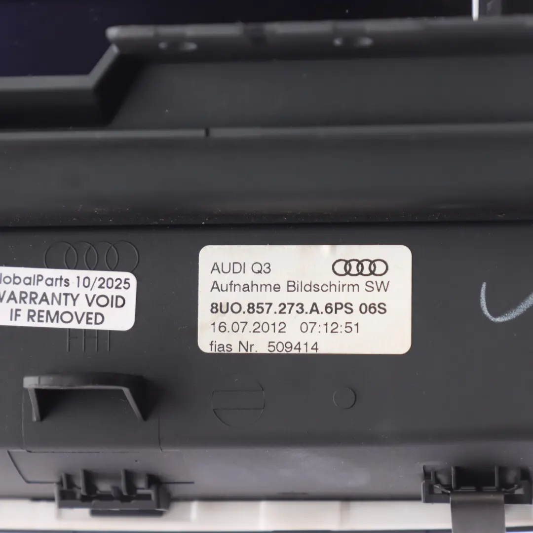 Audi Q3 8U Multimedia Display Screen Radio Sat Nav Head Unit 8U0857273E - SKU 8U0857273A - Part number 8U0857273A