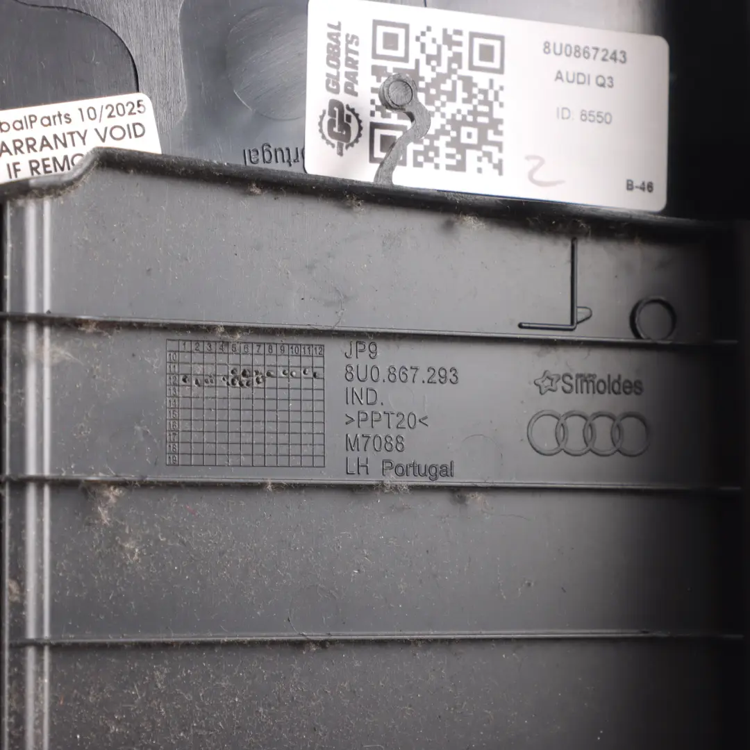 Pillar Column Interior Upper Trim Cover Panel Left N/S to Audi Q3 8U B with Part number 8U0867243 Audi Q3 8U B Pillar Column Interior Upper Trim Cover Panel Left N/S - SKU 8U0867243 - Part number 8U0867243